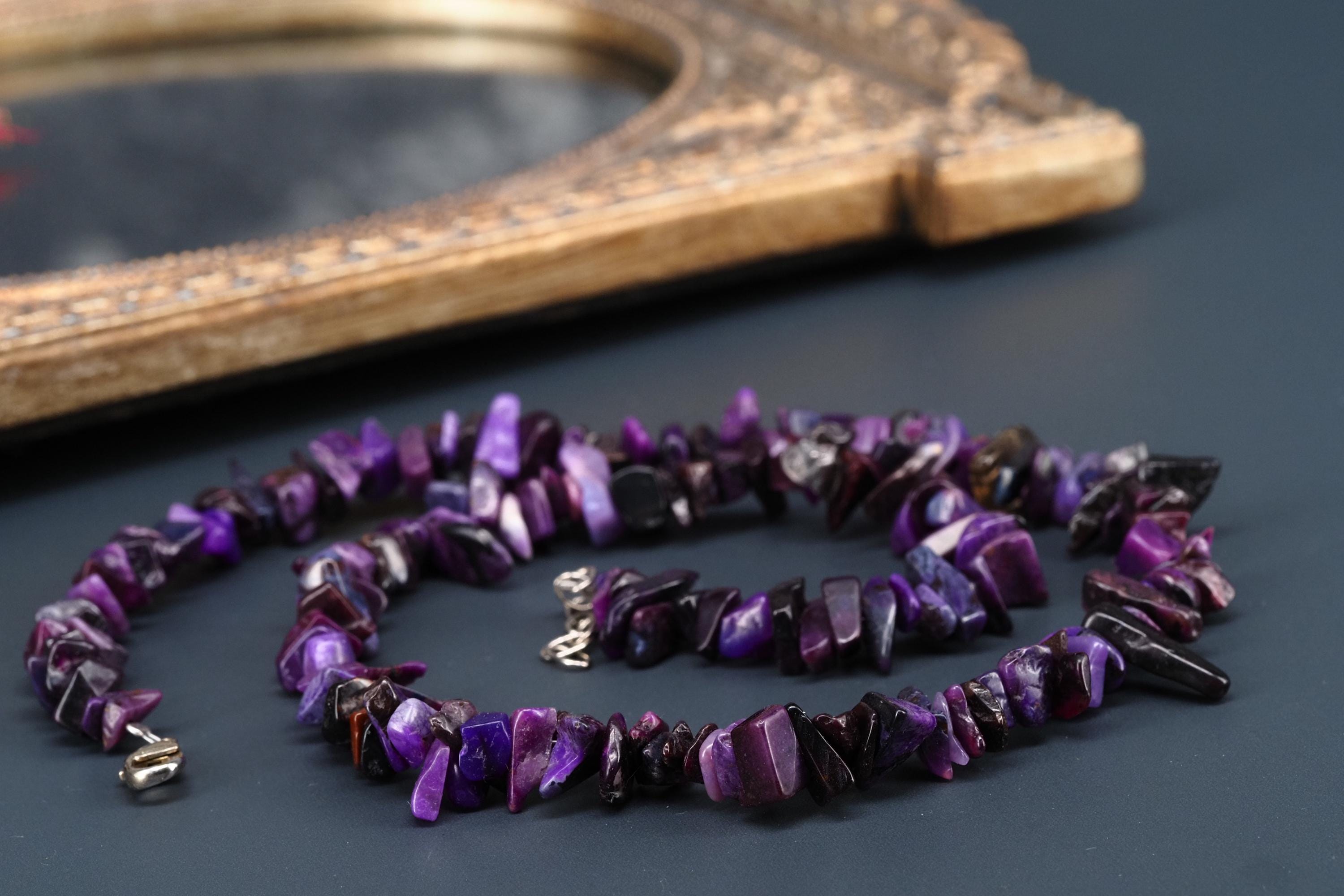 Sugilith Kette Silber Splitter 45-48cm echt und unbehandelt