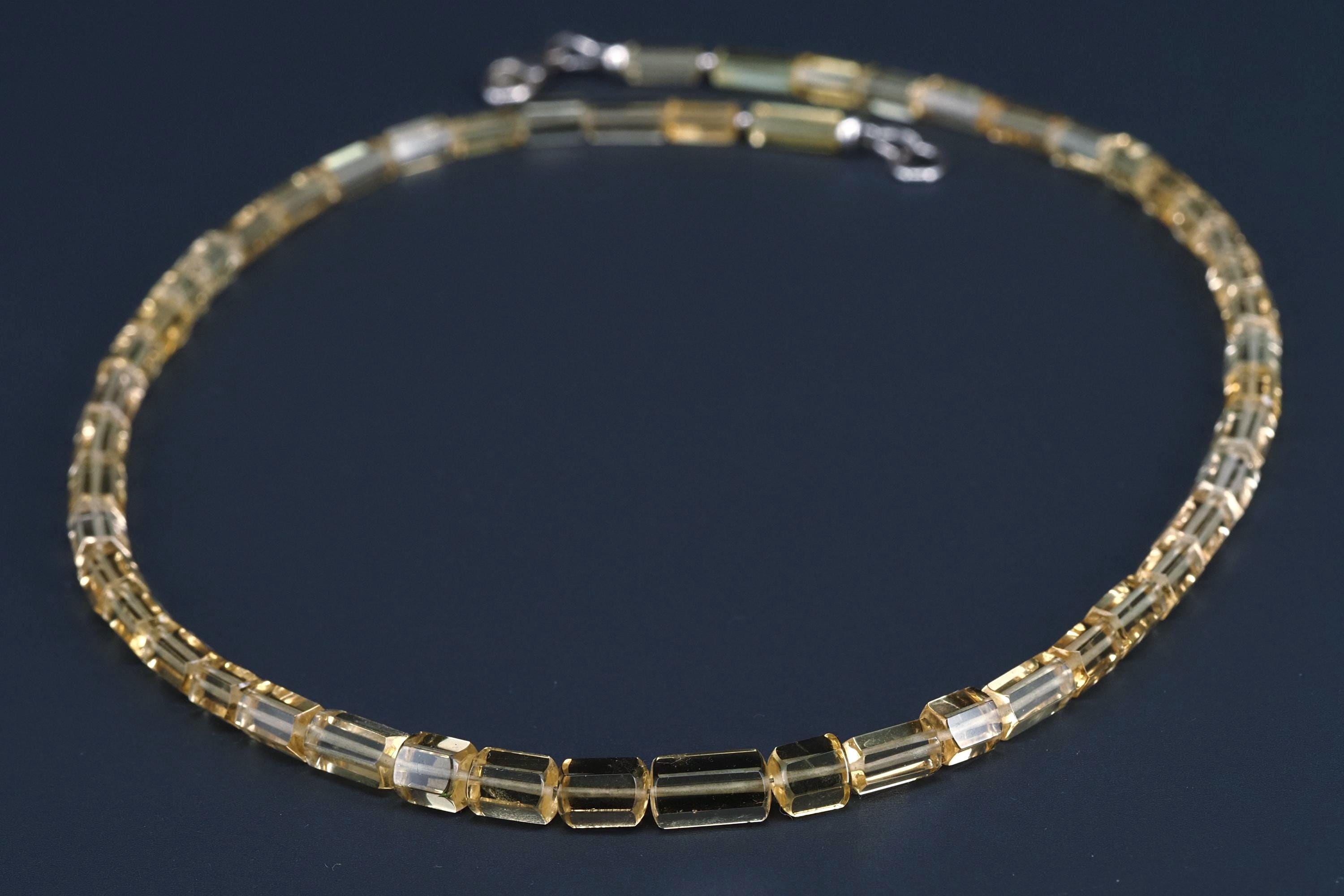 Heliodor Kette aus polierten Kristallen mit Silberverschluss