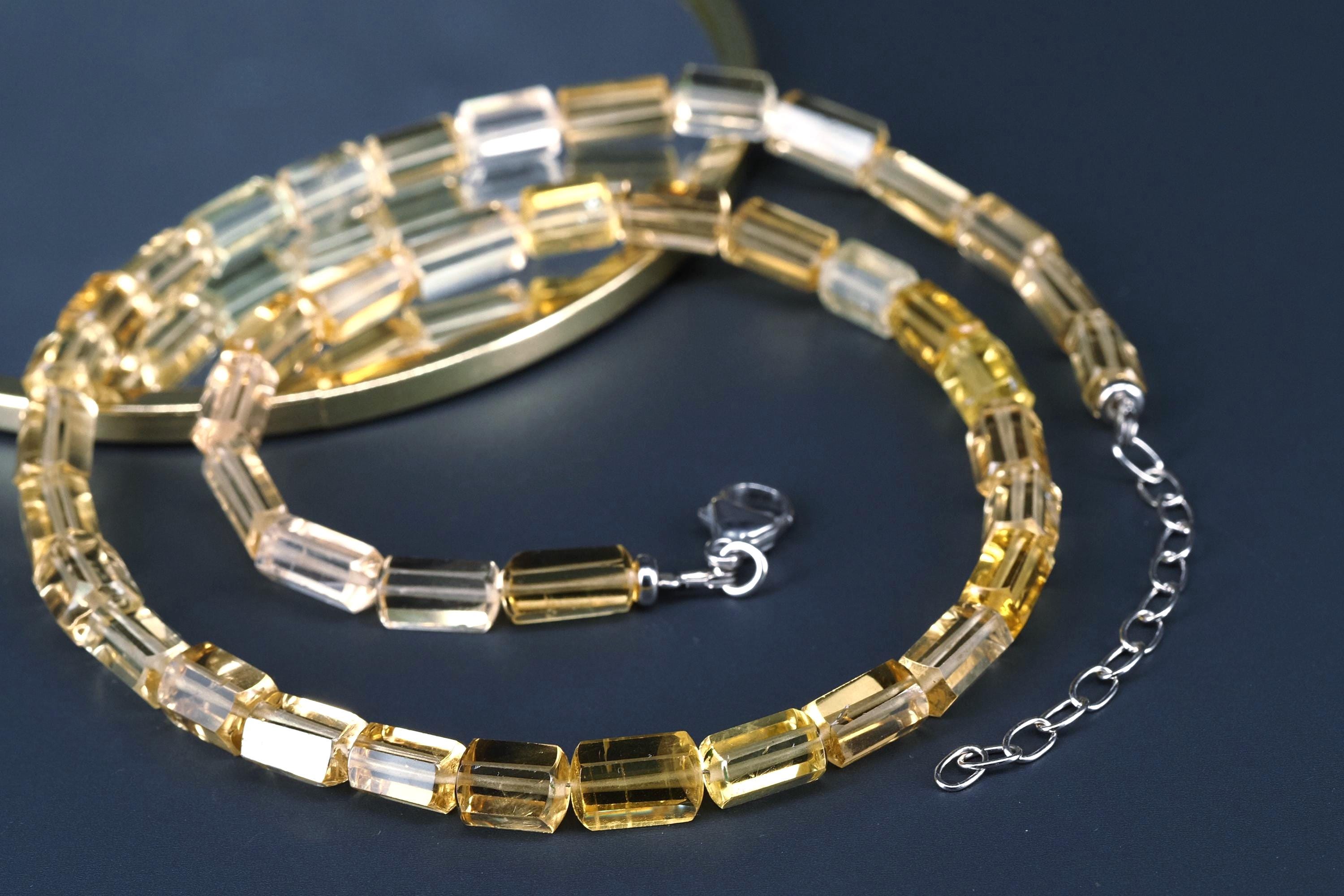 Heliodor Kette aus polierten Kristallen mit Silberverschluss