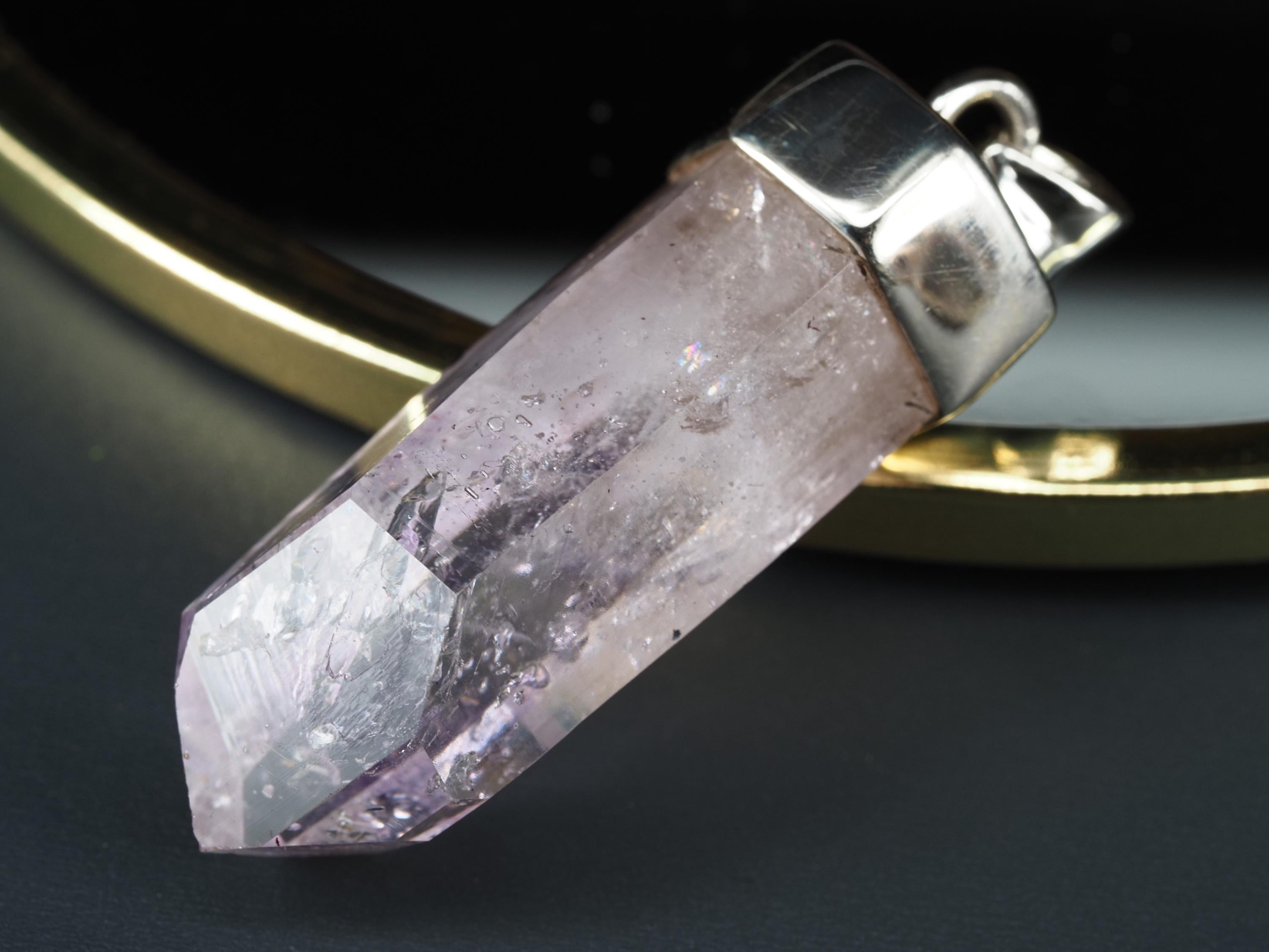 Amethyst Namibia Silber Anhänger Länge mit Öse 42mm