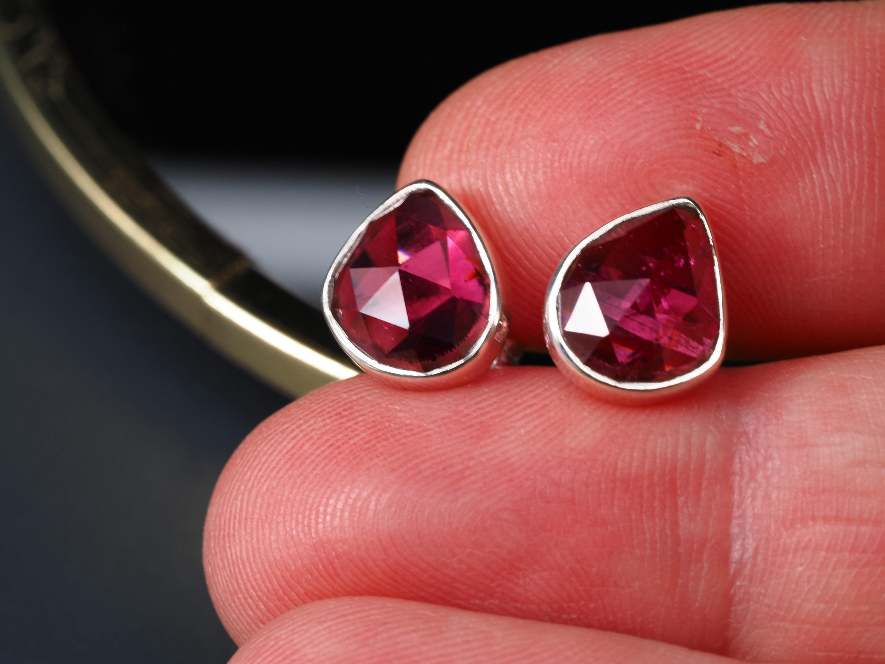 Granat Ohrstecker rose cut 925 Sterling Silber