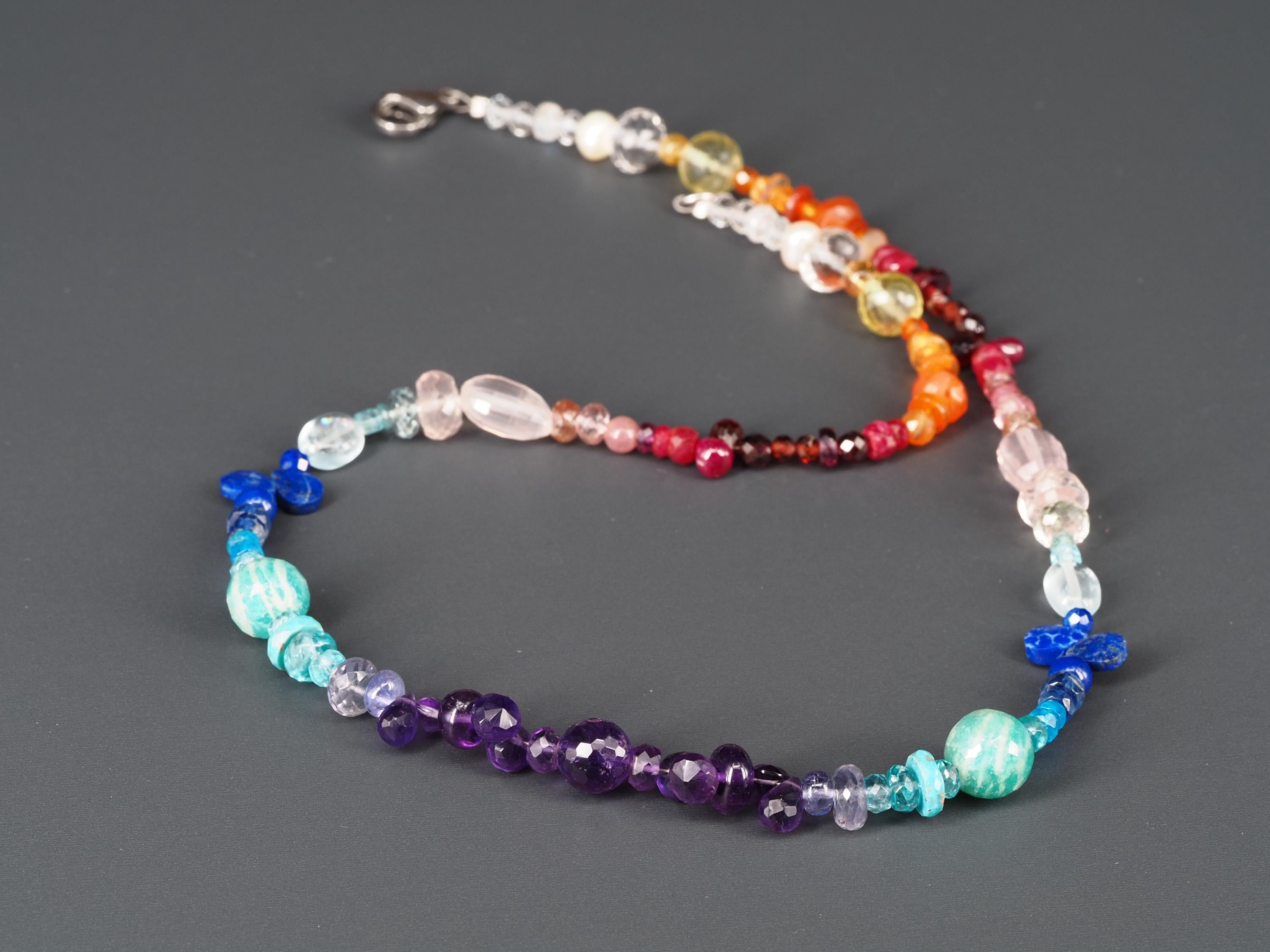 Bunte Edelstein Kette Länge 44cm Chakra Halskette