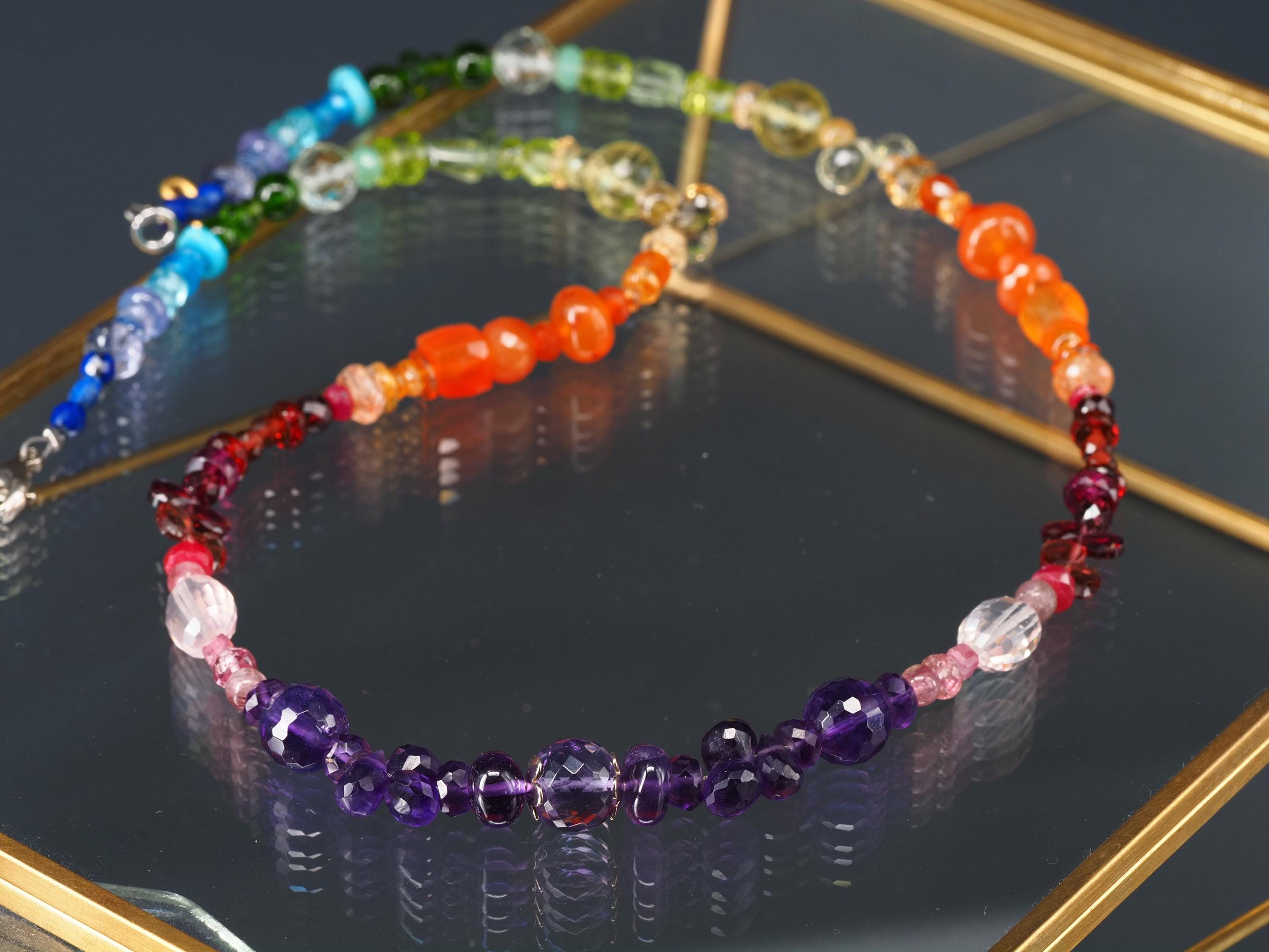 Bunte Edelstein Kette farbenfrohe Energie Chakra Halskette