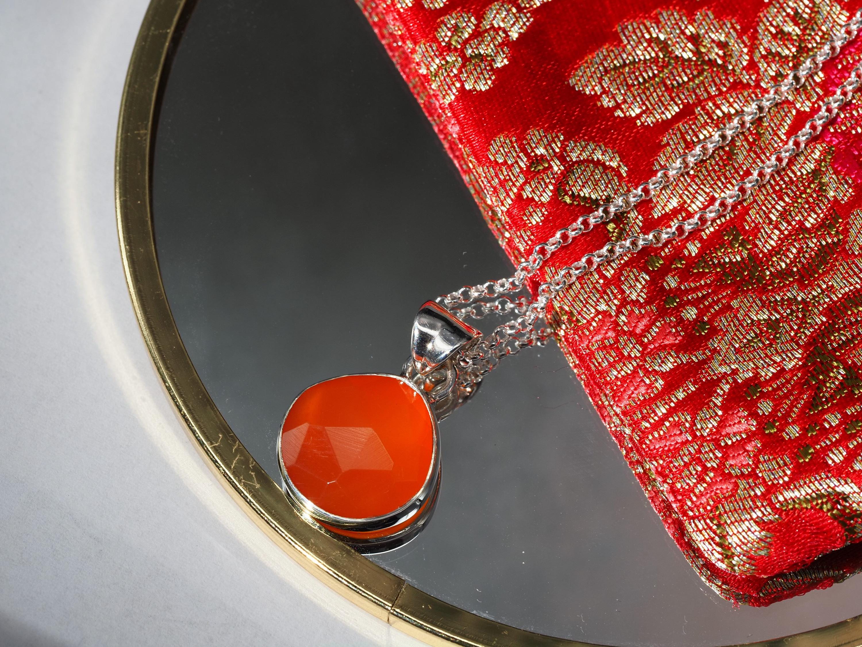 Anhänger Karneol – oranger Edelsteinanhänger Silber