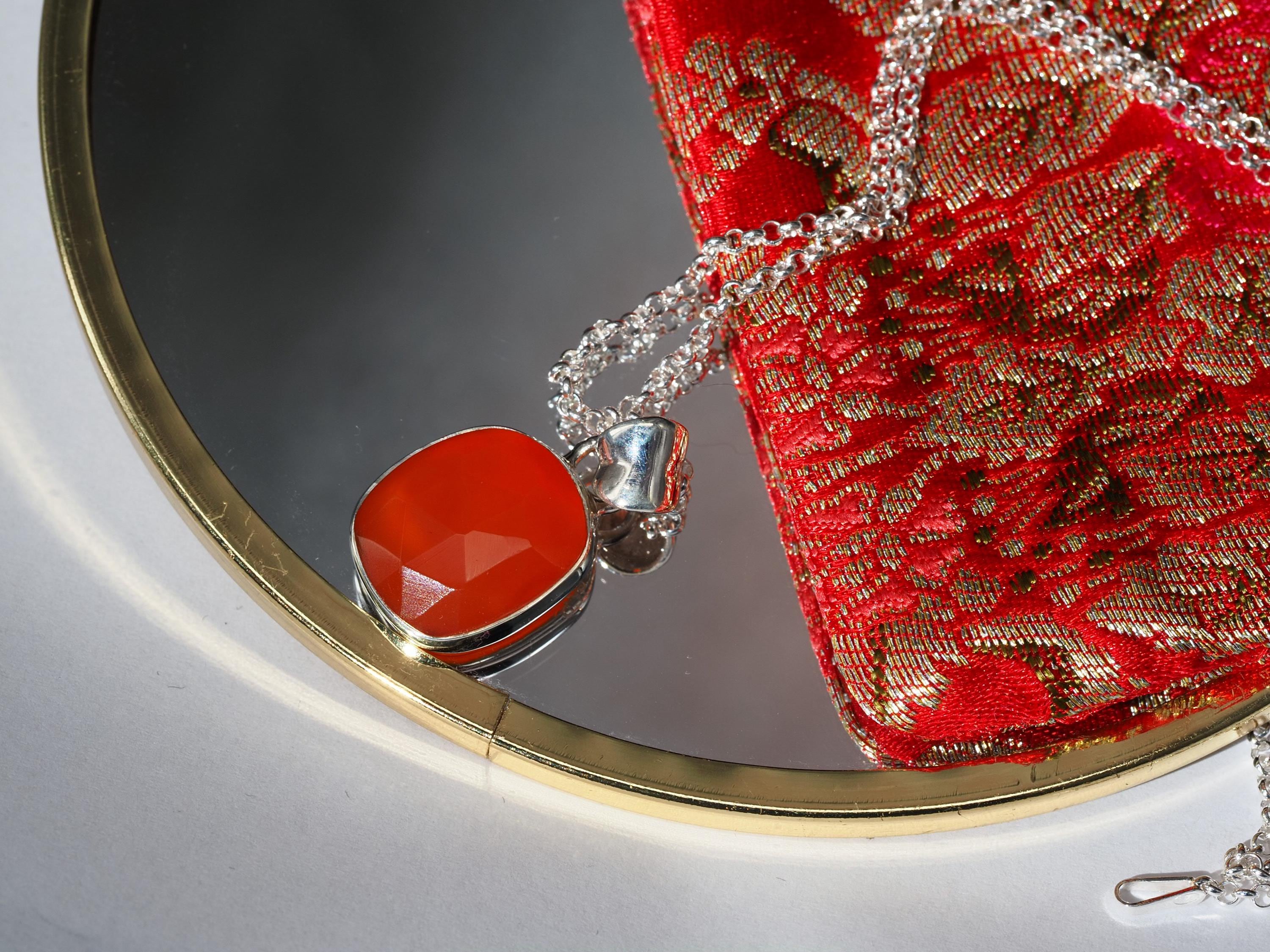 Anhänger Karneol – orange Edelsteinanhänger Silber