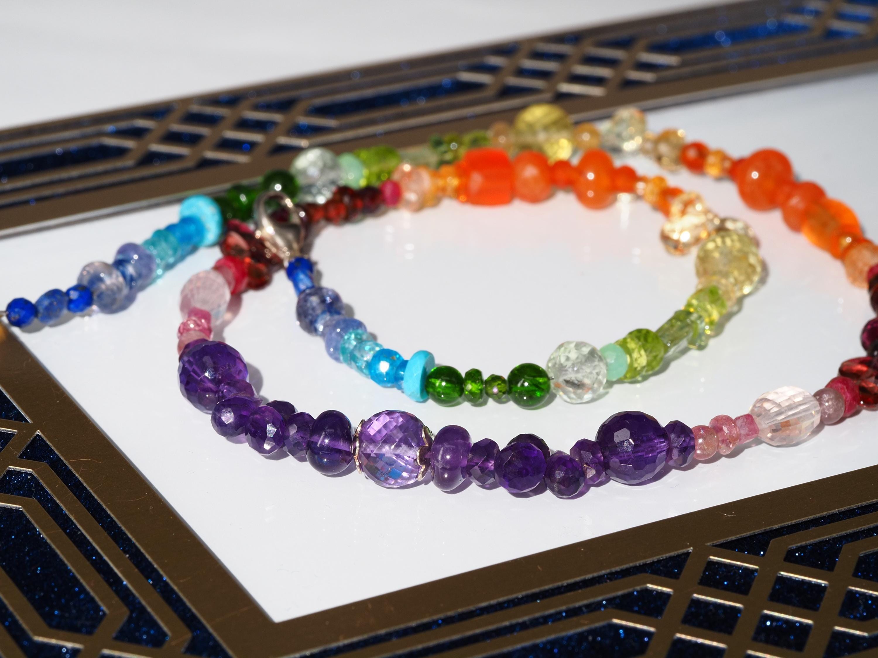 Bunte Edelstein Kette farbenfrohe Energie Chakra Halskette