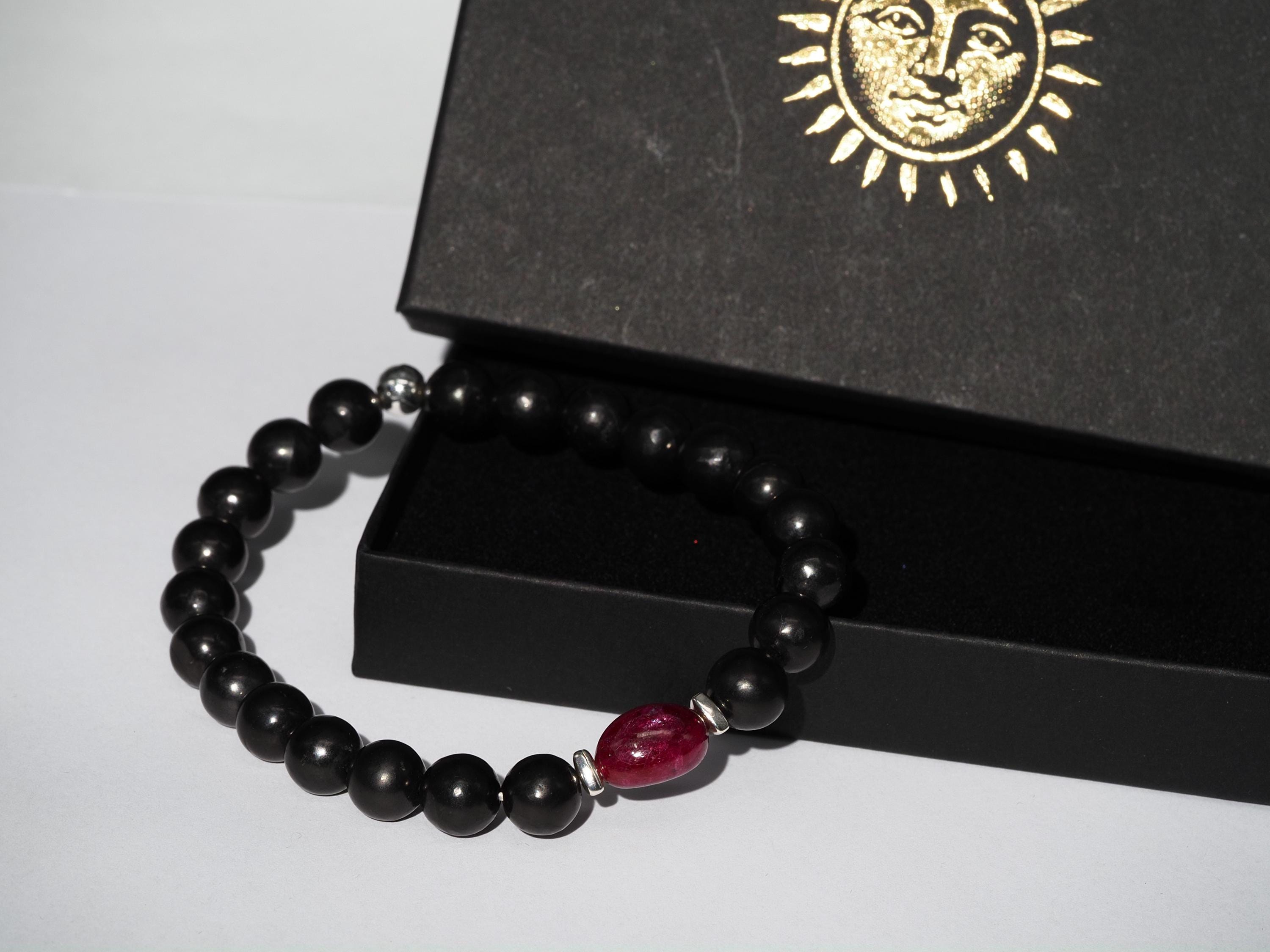 Rubin Armband und Schungit für Männer Edelstein