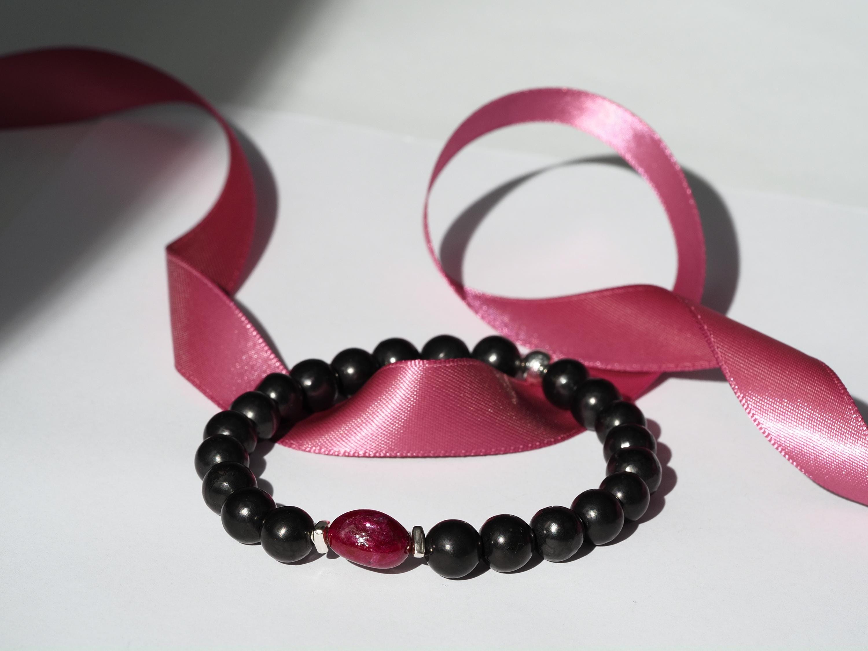 Rubin Armband und Schungit für Männer Edelstein