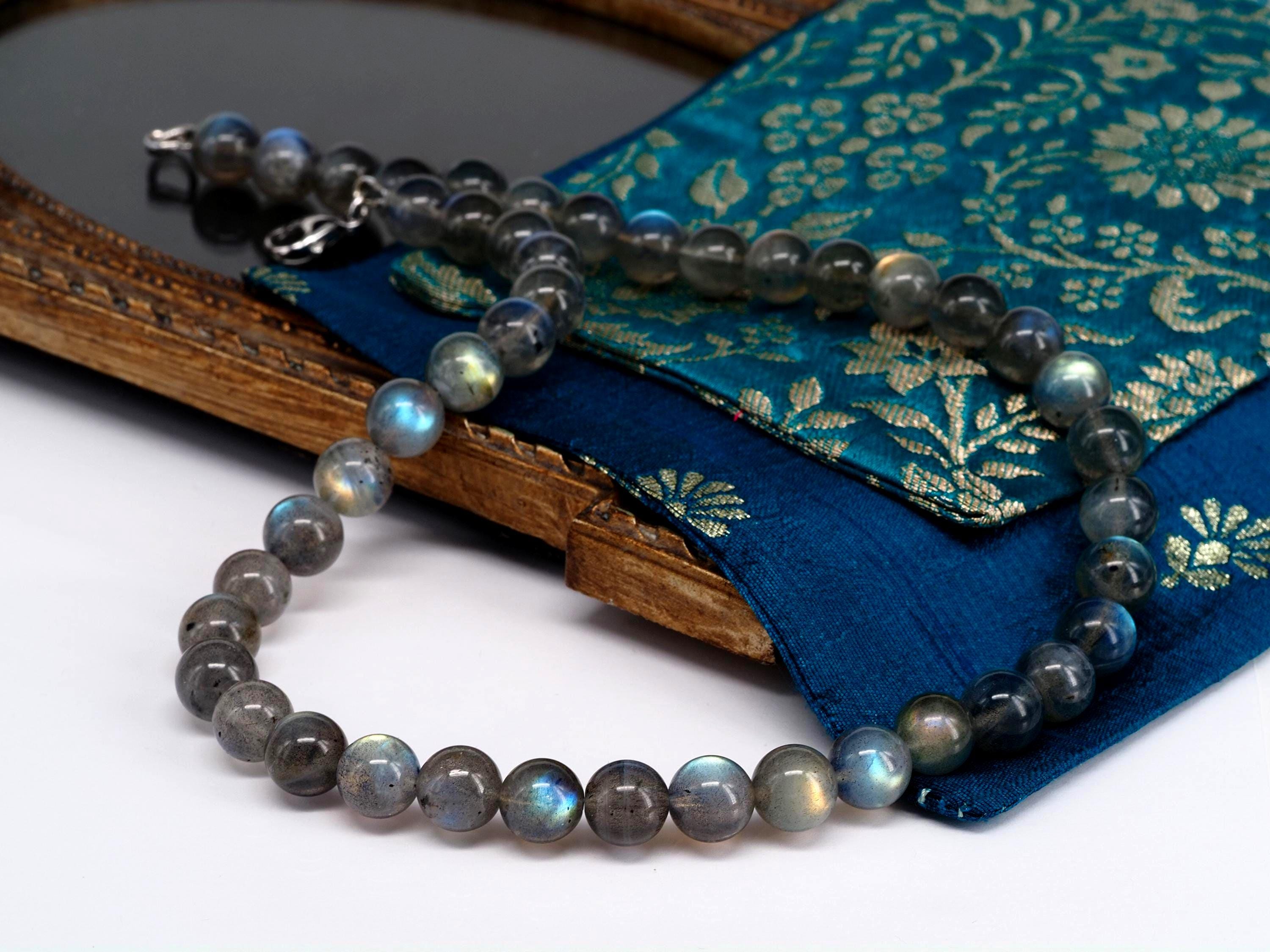 Labradorit Kette edel schimmernder Edelstein Länge 42cm