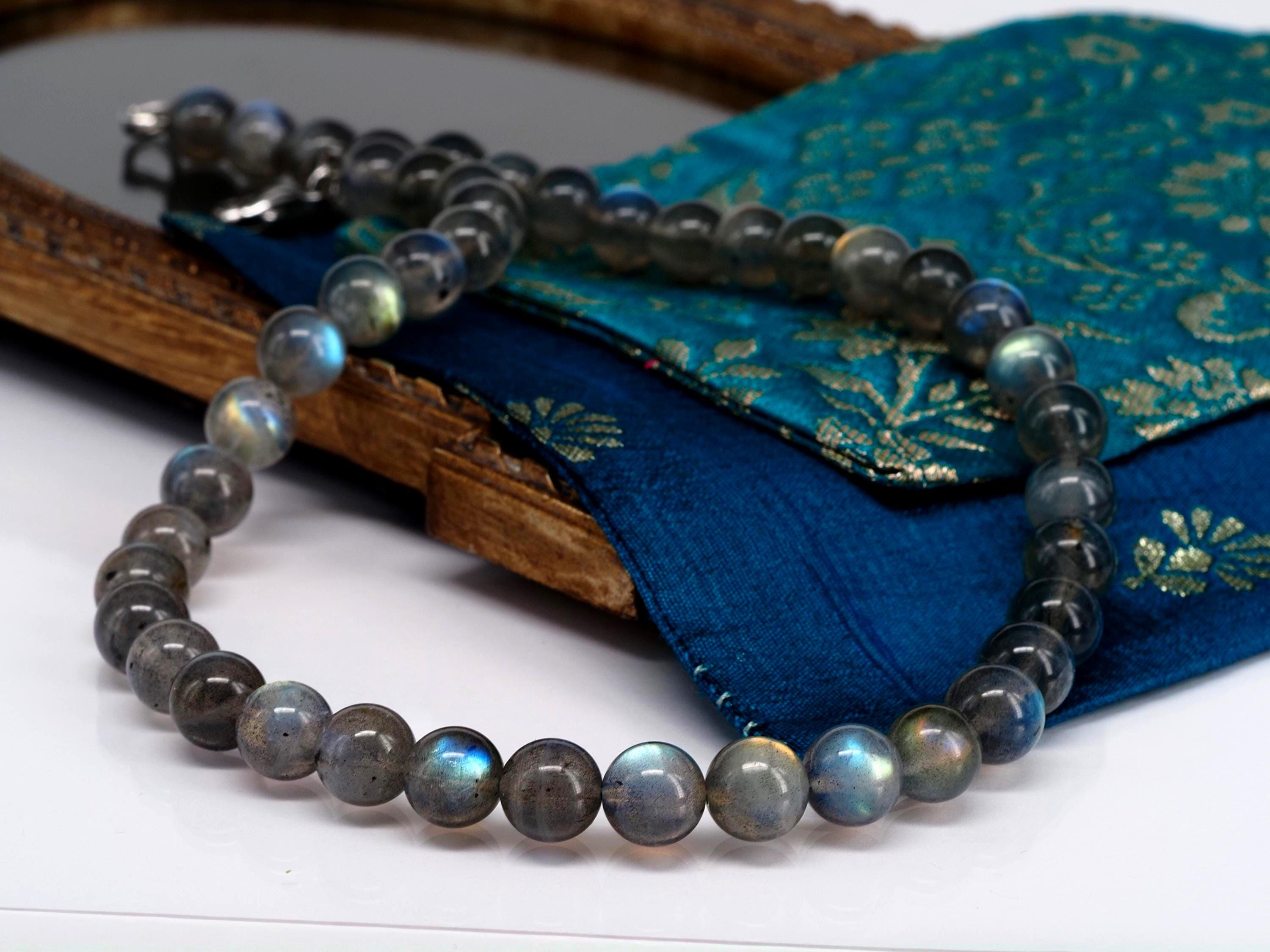 Labradorit Kette edel schimmernder Edelstein Länge 42cm