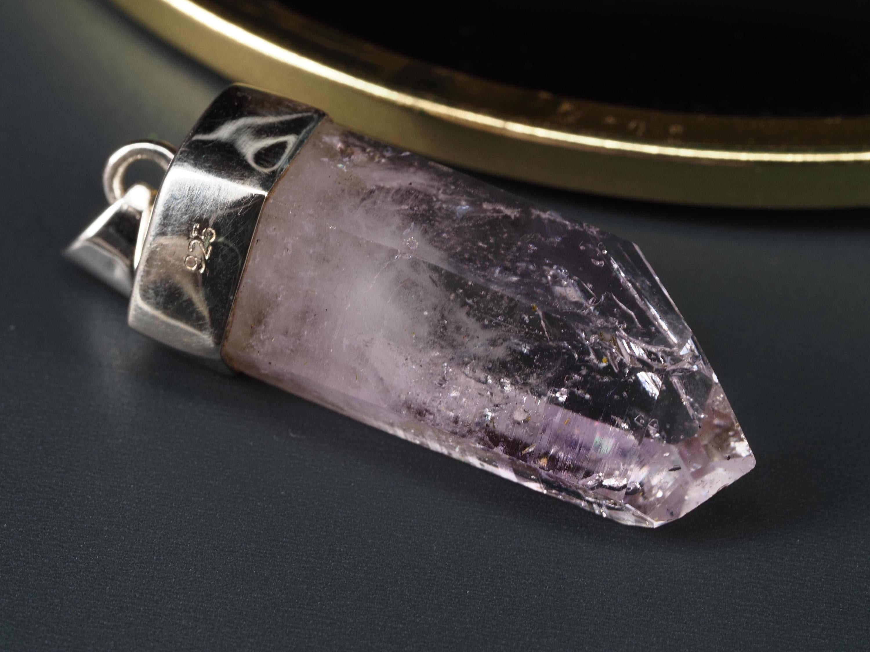 Amethyst Namibia Silber Anhänger Länge mit Öse 42mm