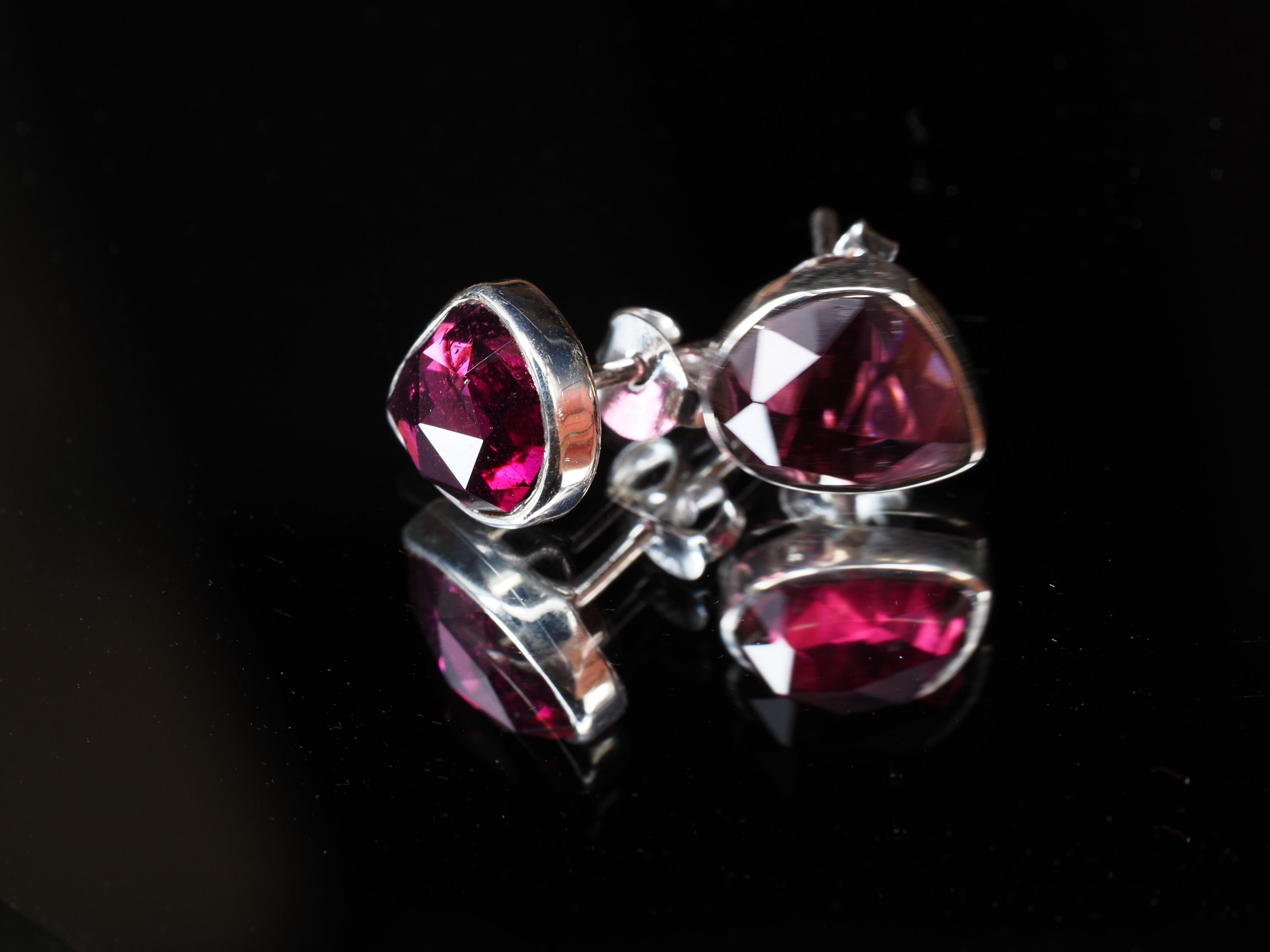 Granat Ohrstecker rose cut 925 Sterling Silber