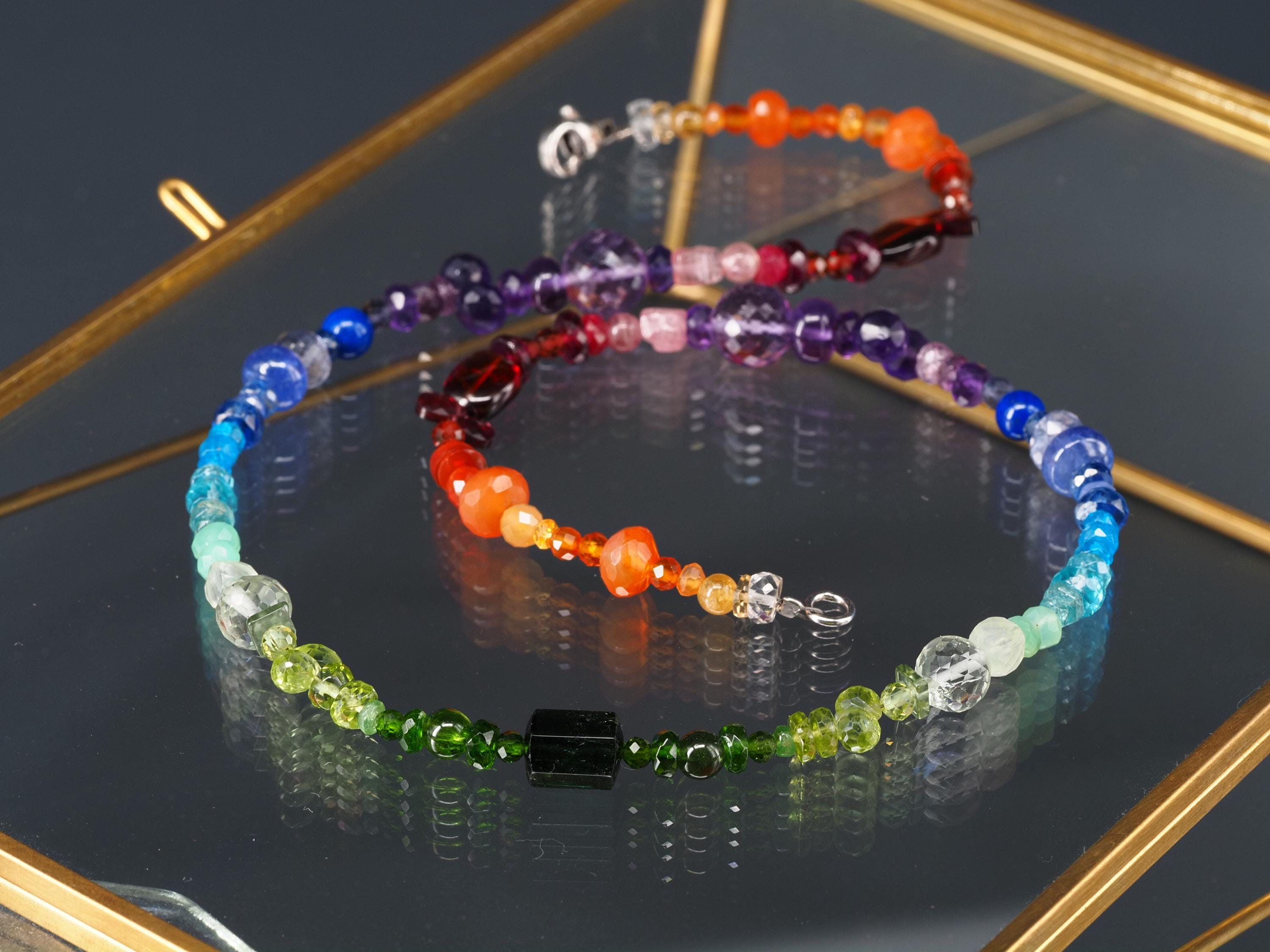 Bunte Edelstein Kette Länge 43cm farbenfrohe Energie