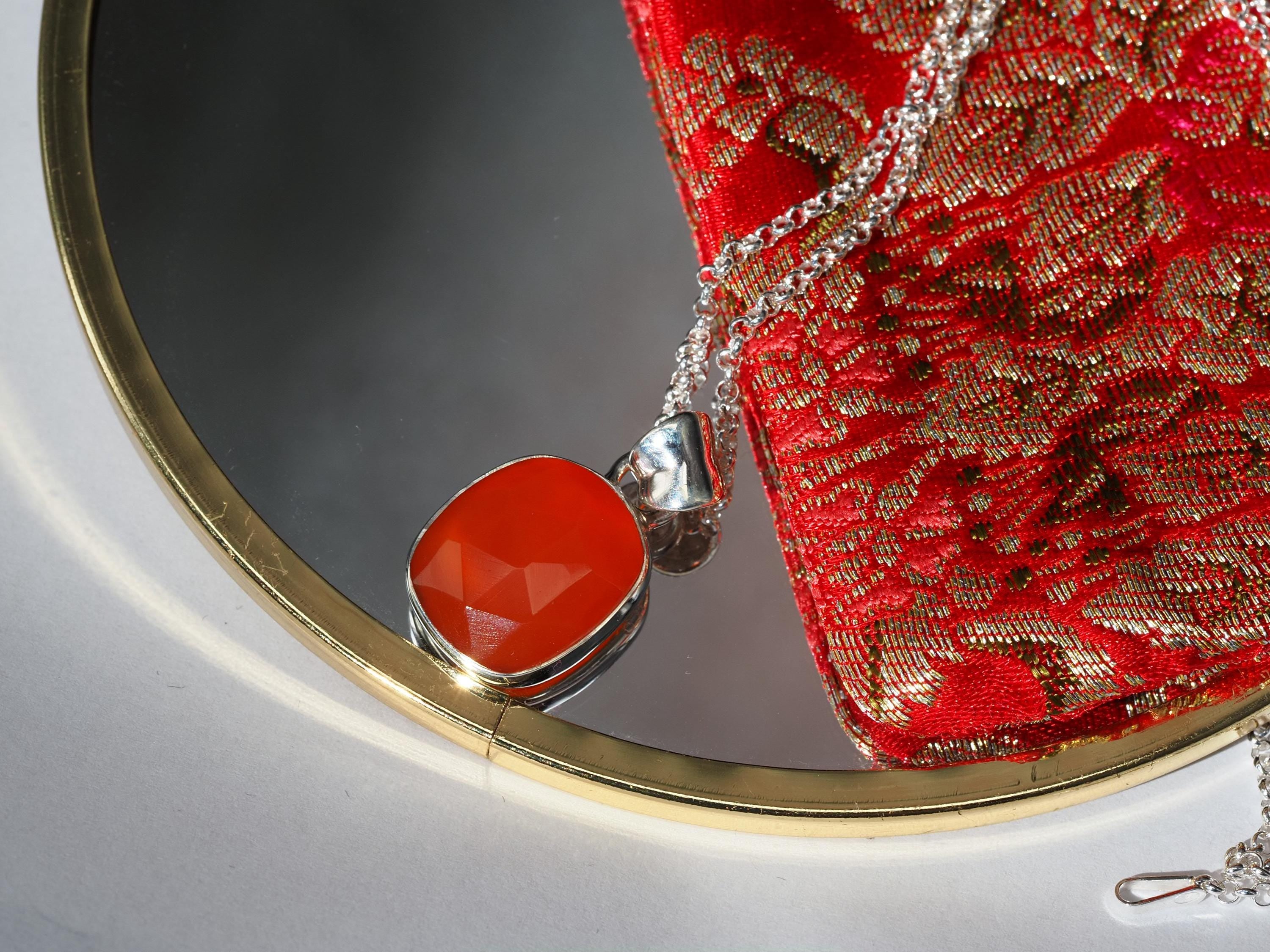 Anhänger Karneol – orange Edelsteinanhänger Silber