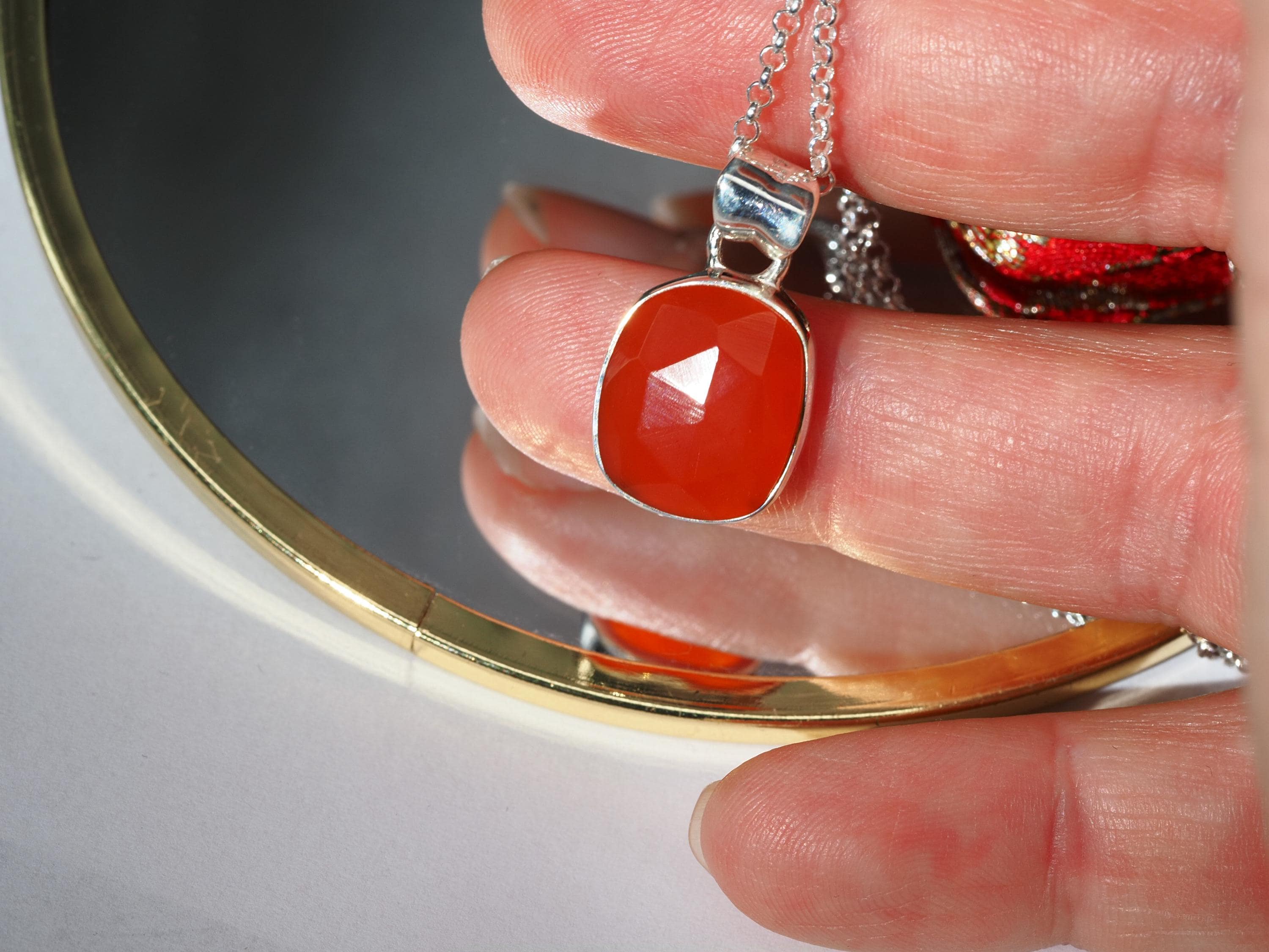 Anhänger Karneol – orange Edelsteinanhänger Silber
