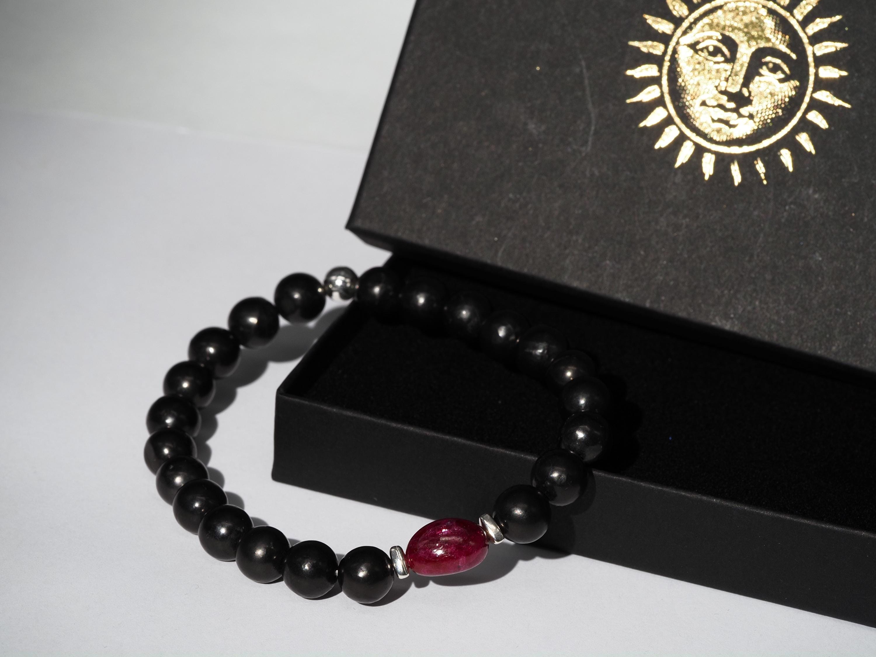 Rubin Armband und Schungit für Männer Edelstein