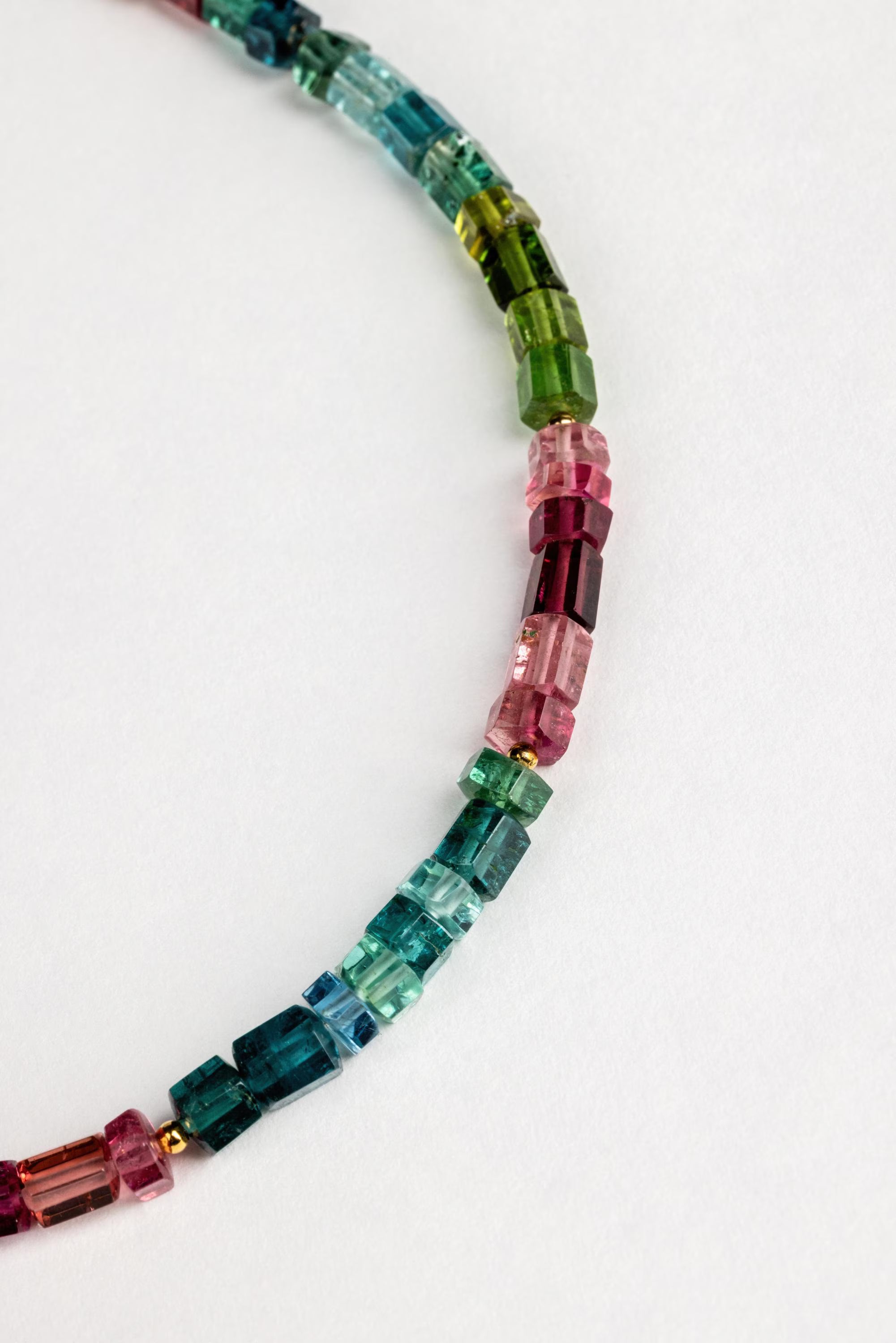 Colorful tourmaline necklace with 6.5 mm - Genuine untreated natural stones - Gemstone necklace in ball shape