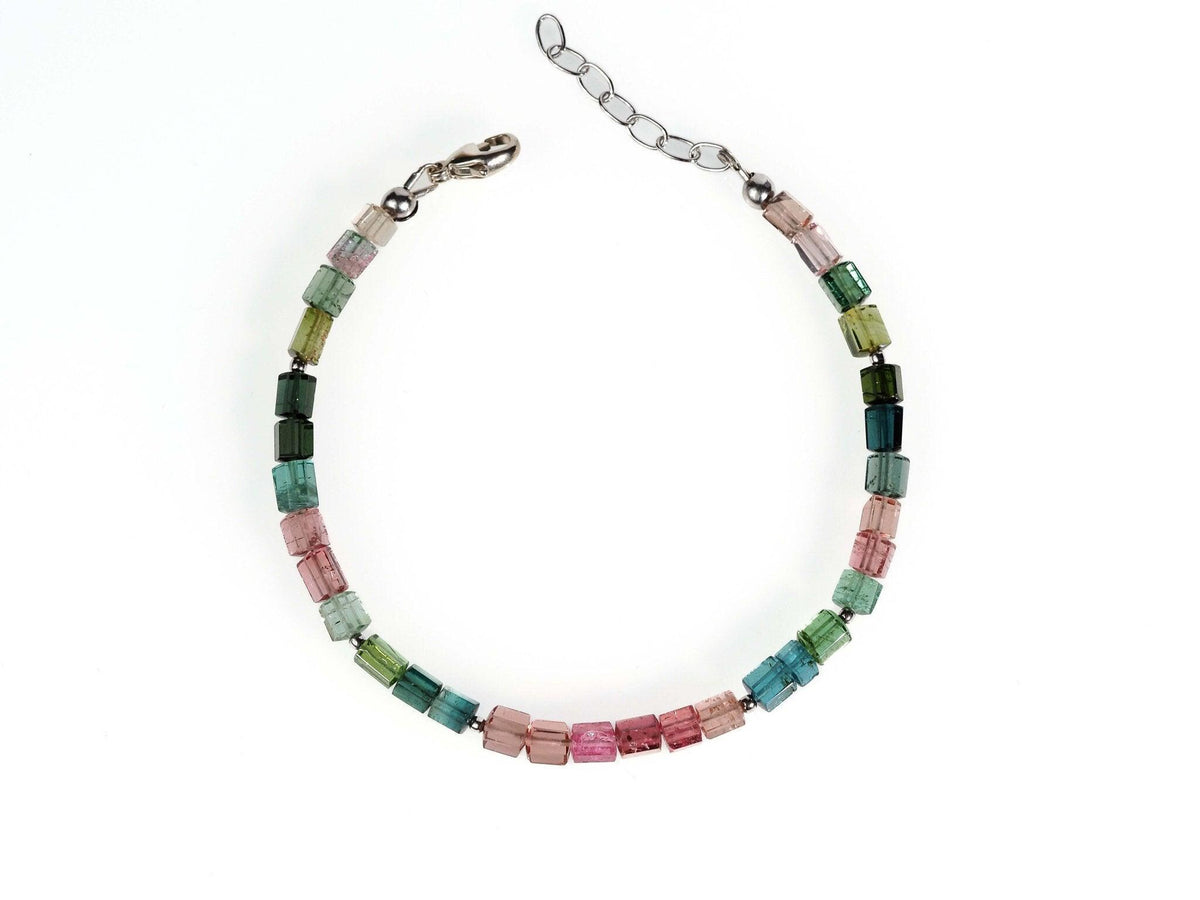 Buntes Turmalin Armband – farbenfroh mit Silberverschluss