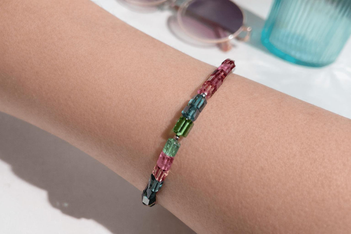 Buntes Turmalin Armband – farbenfroh mit Silberverschluss