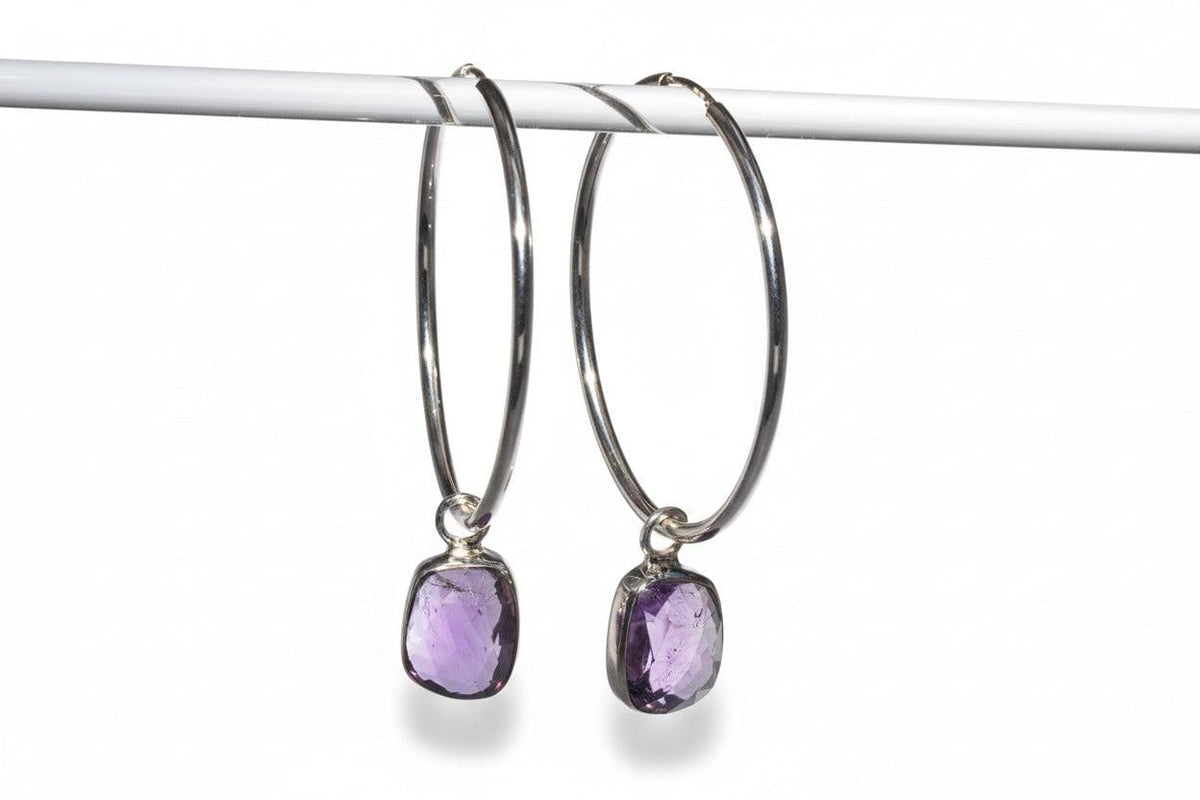 Amethyst Silber Creolen Ohrringe rose cut Edelsteinen