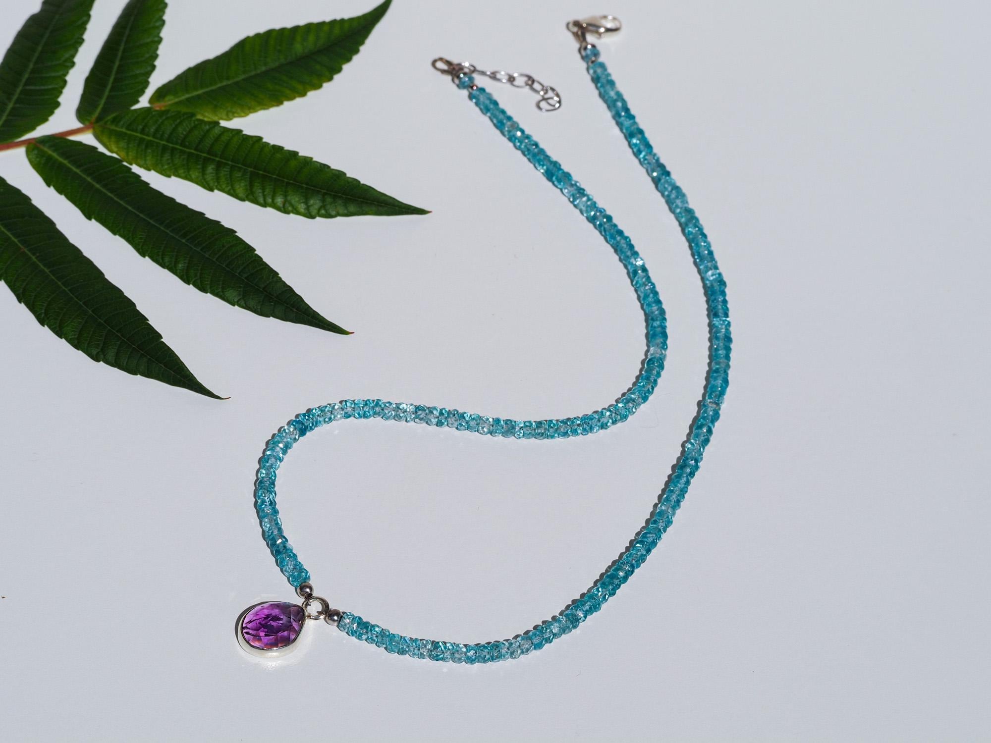 Apatit Kette in fantastischem Blau 925 Silber Verschuss Spitzenqualität Unikat