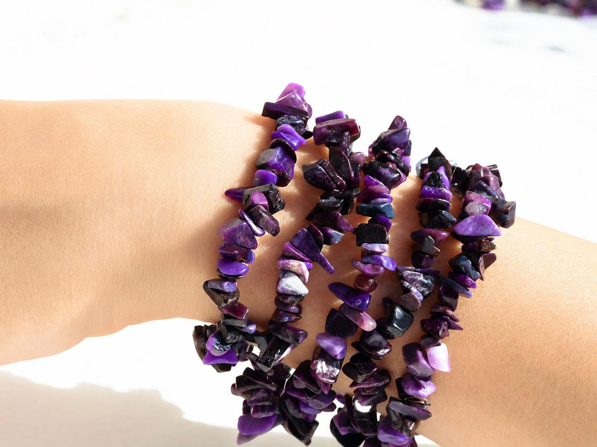 Sugilit Armband echtes lila elastisches Armband Unisex