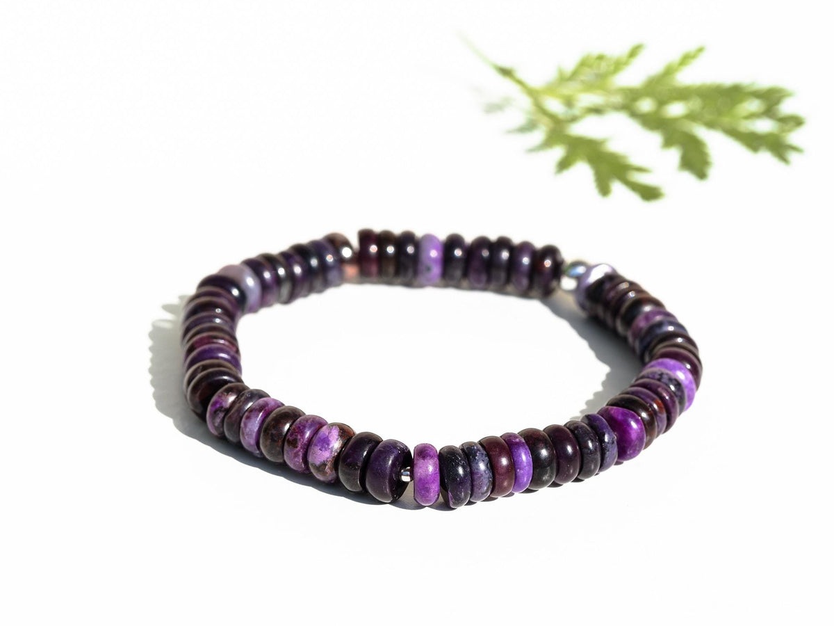 Sugilith Armband 925er Silber elastisch Unisex