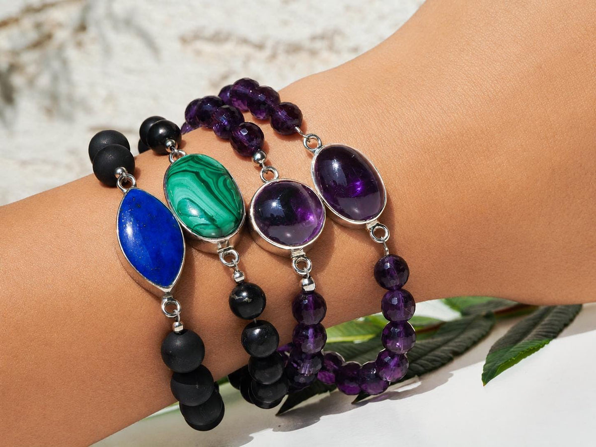 Aquamarin und Schungit Armband für Männer