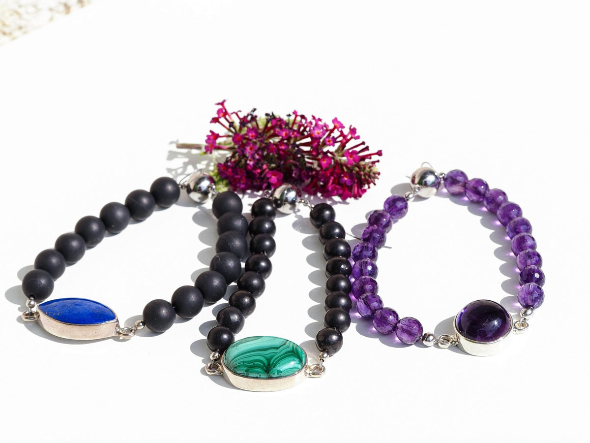 Aquamarin und Schungit Armband für Männer