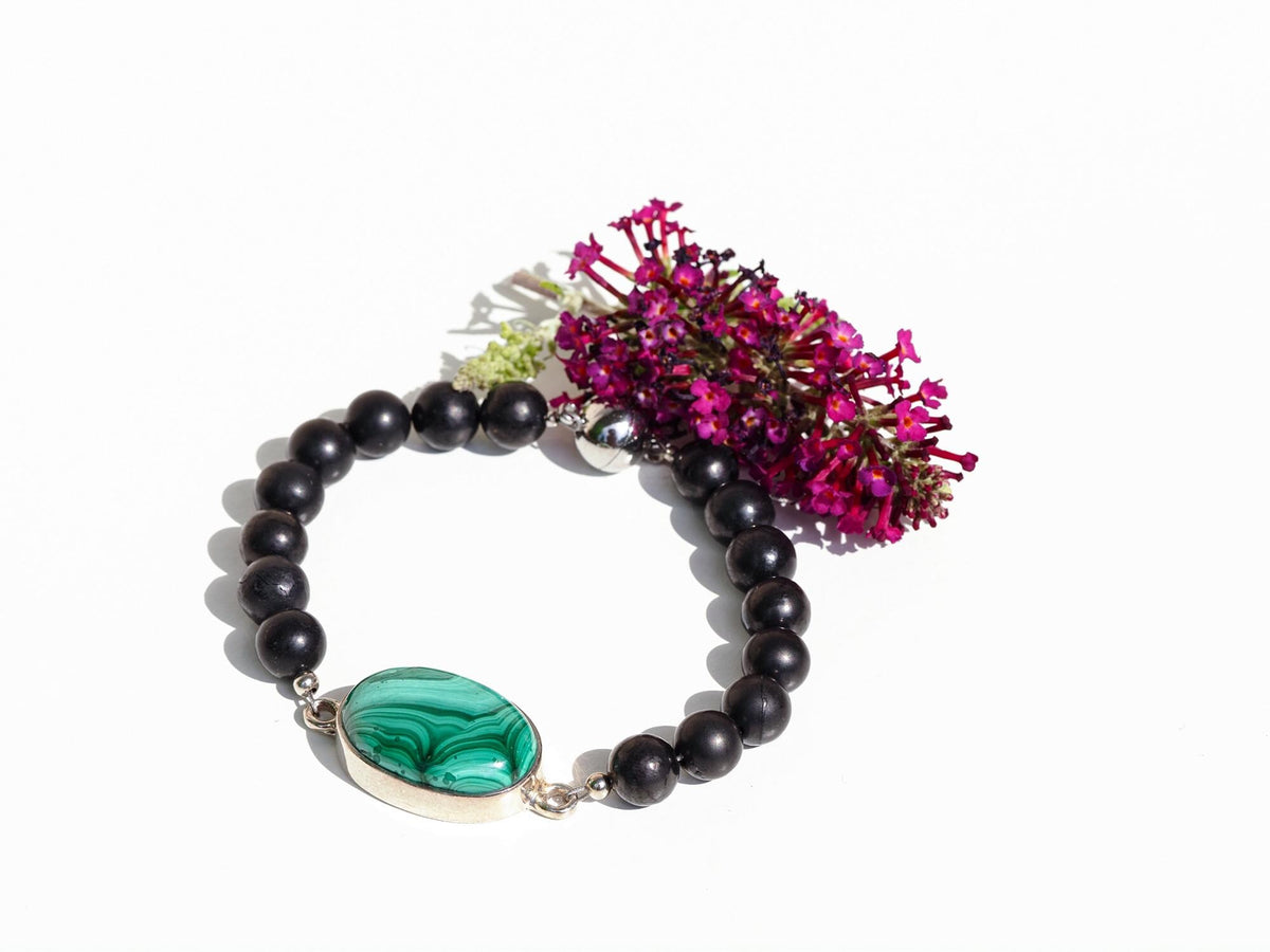 Aquamarin und Schungit Armband für Männer