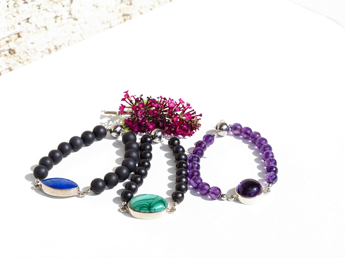Aquamarin und Schungit Armband für Männer