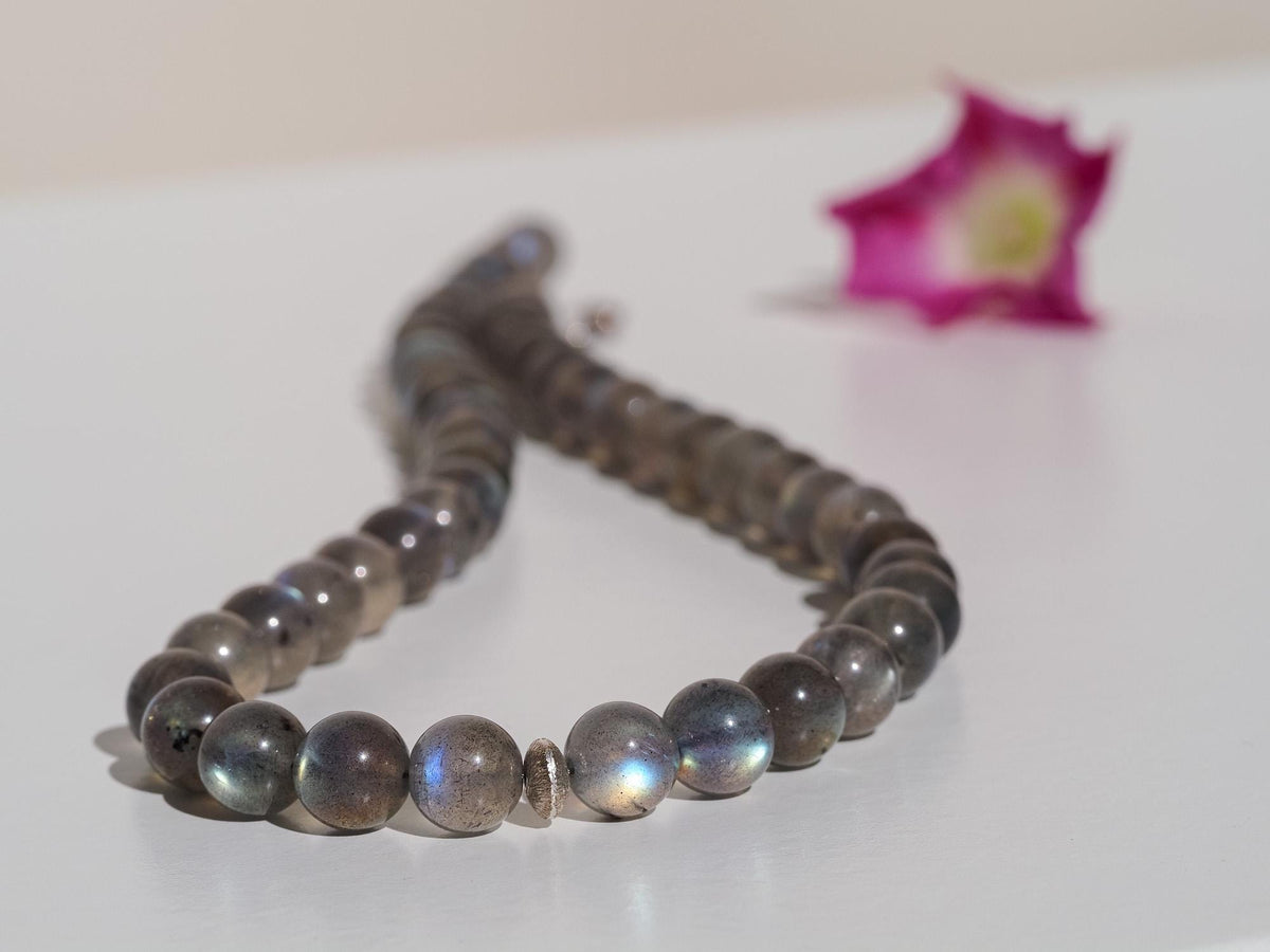 Kurze Labradorit Kette facettiert 925 Silber Verschluss