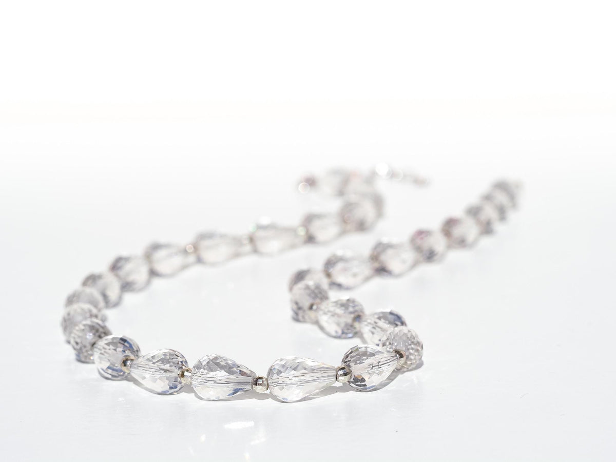 Bergkristall Kette Tropfen Silber 43,5cm +Verlängerung