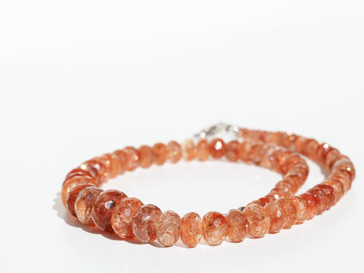 Sonnenstein Kette Tansania facettiert intensiv orange 925 Silber