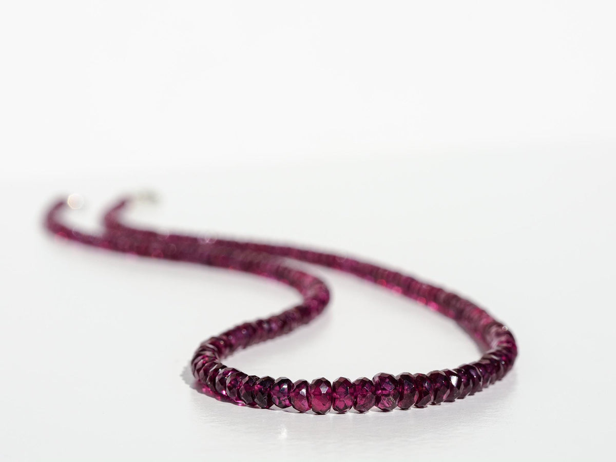 Granat Kette Rhodolith Top-Qualität lange Halskette 925 Silber 100% Natur