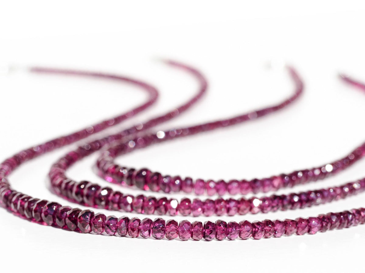 Granat Kette Rhodolith Top-Qualität lange Halskette 925 Silber 100% Natur