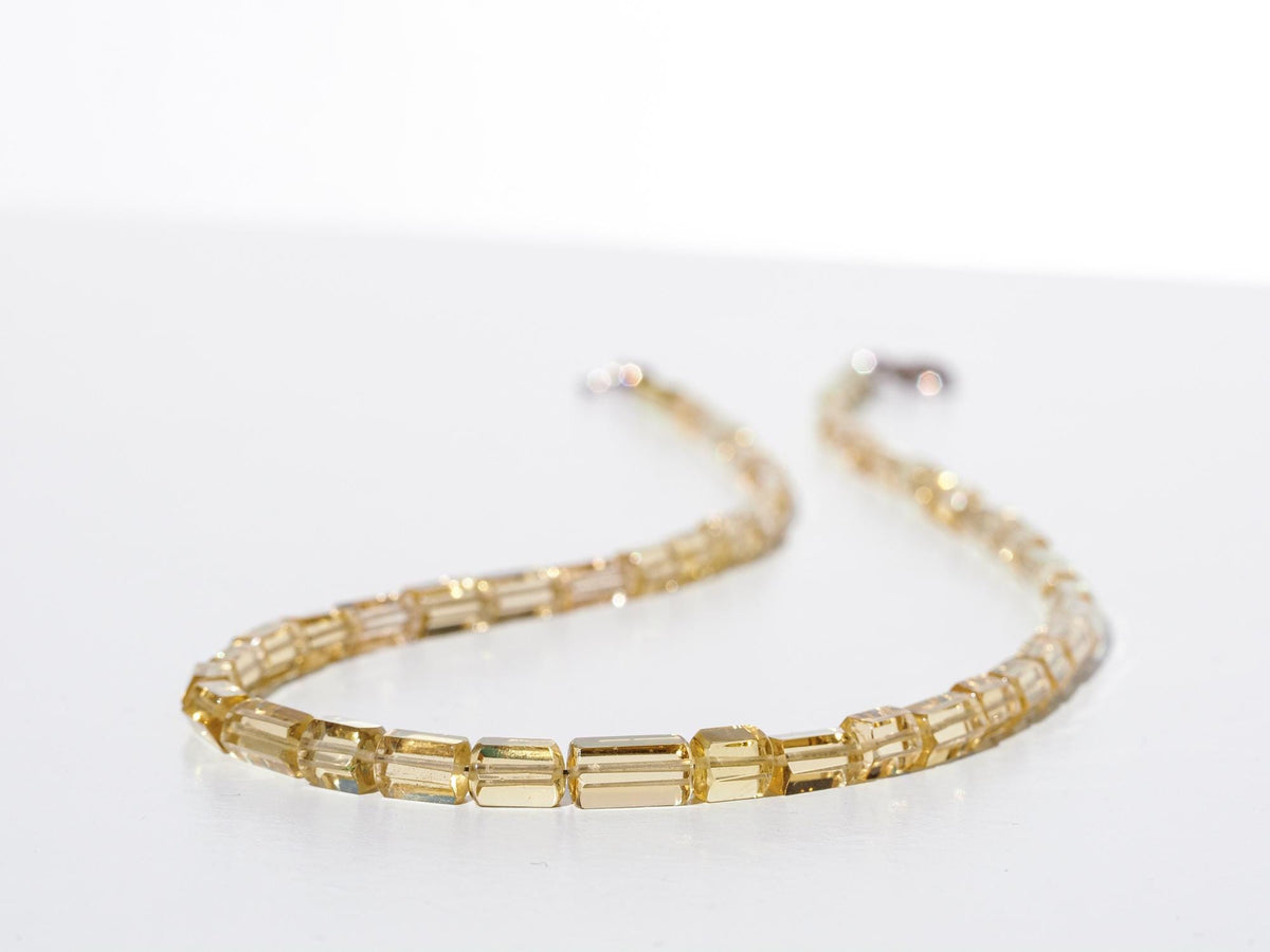 Heliodor Kette gelber Beryl seltener Edelstein Naturkristall poliert mit 925 Sterling Silber rhodinierten Verschluss
