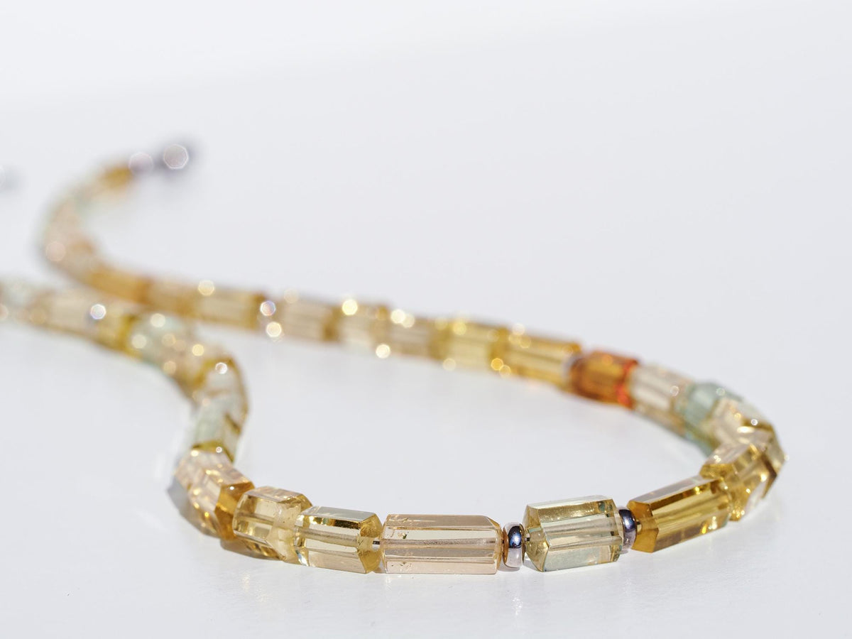 Heliodor Kette gelber Beryl seltener Edelstein Naturkristall poliert mit 925 Sterling Silber rhodinierten Verschluss