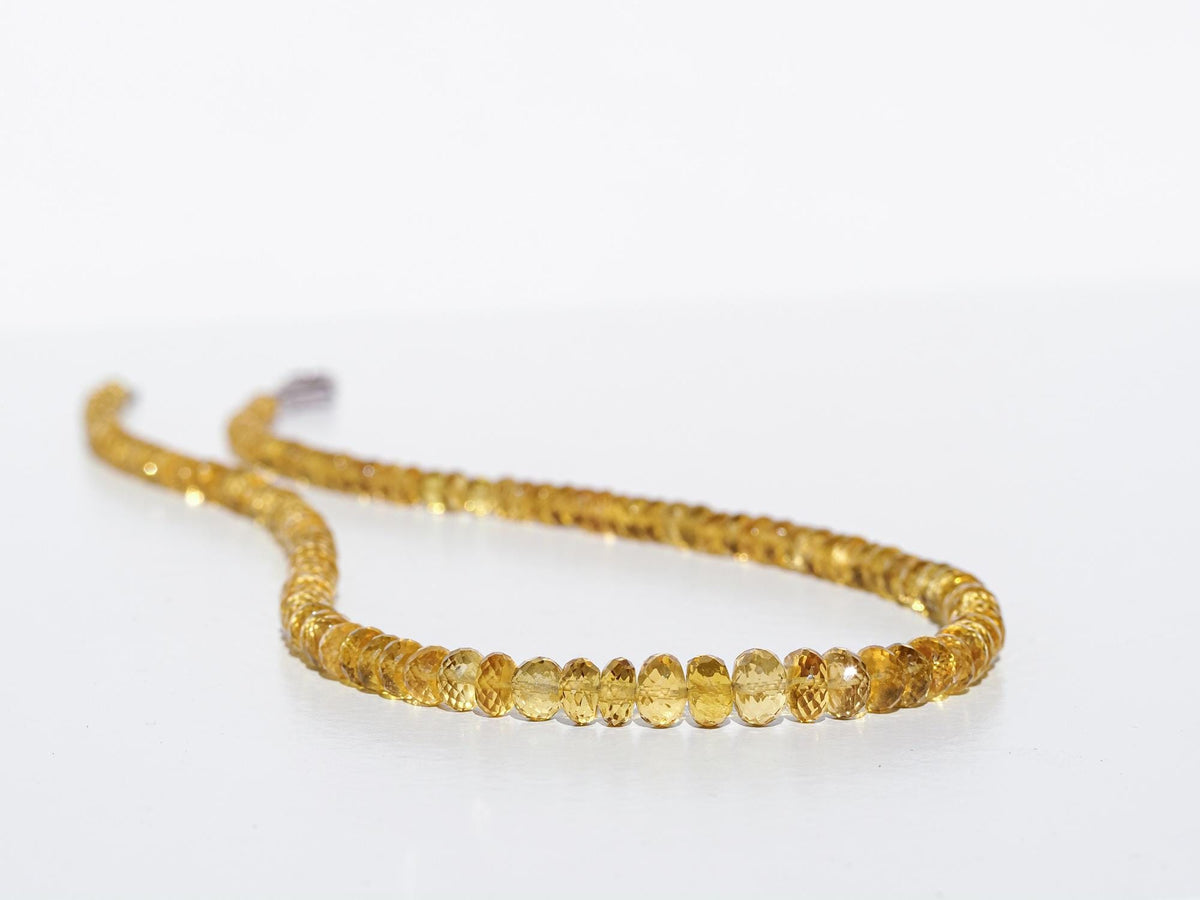 Dunkelgelbe Heliodor Kette – facettierter Goldberyll in Spitzenqualität