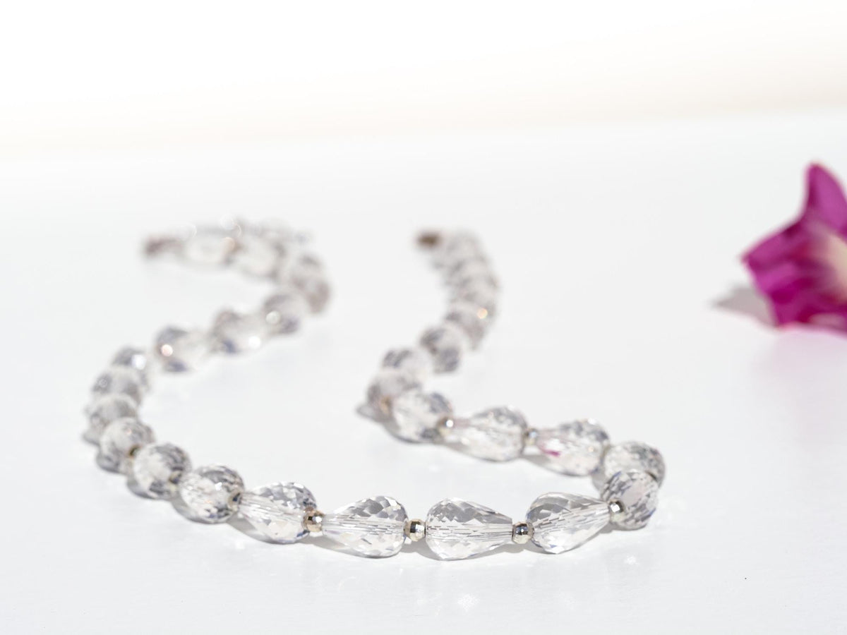 Bergkristall Kette Tropfen Silber 43,5cm +Verlängerung