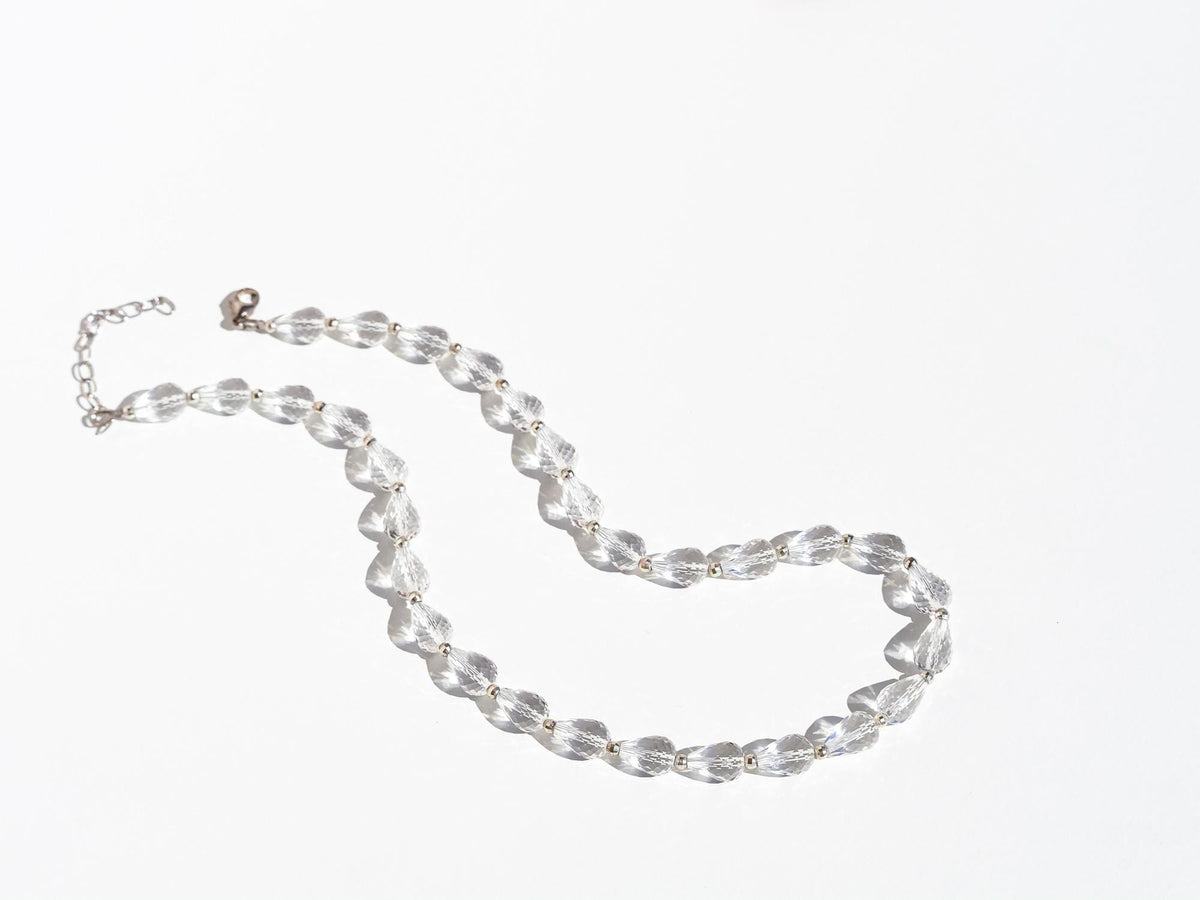 Bergkristall Kette Tropfen Silber 43,5cm +Verlängerung