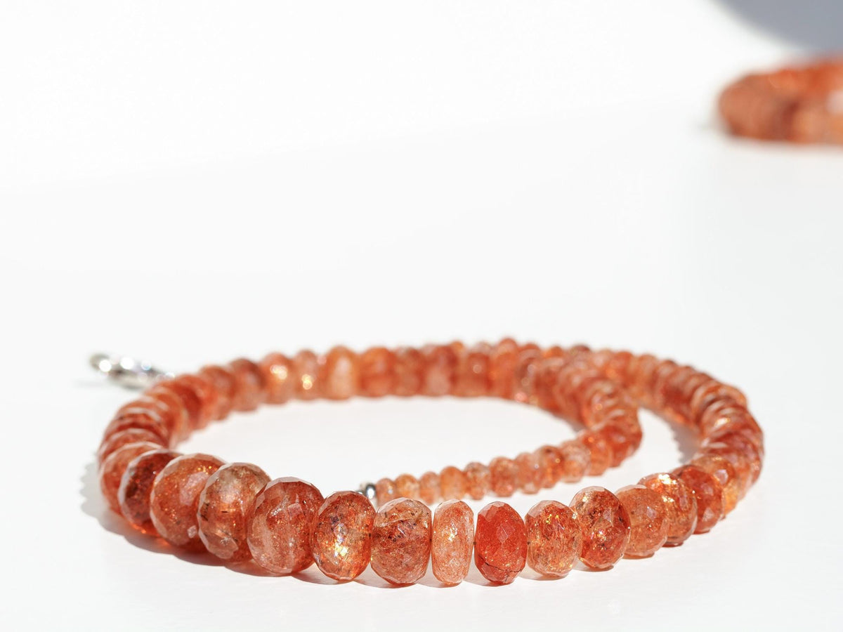 Sonnenstein Kette Tansania facettiert intensiv orange 925 Silber