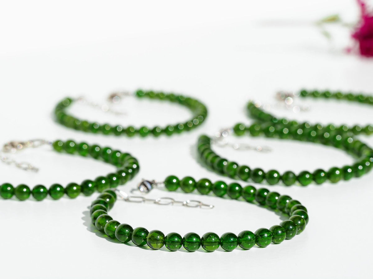 Chromdiopsid Kette grünes Edelstein Collier facettiert