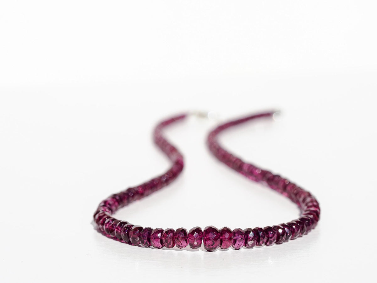 Granat Kette Rhodolith Top-Qualität lange Halskette 925 Silber 100% Natur