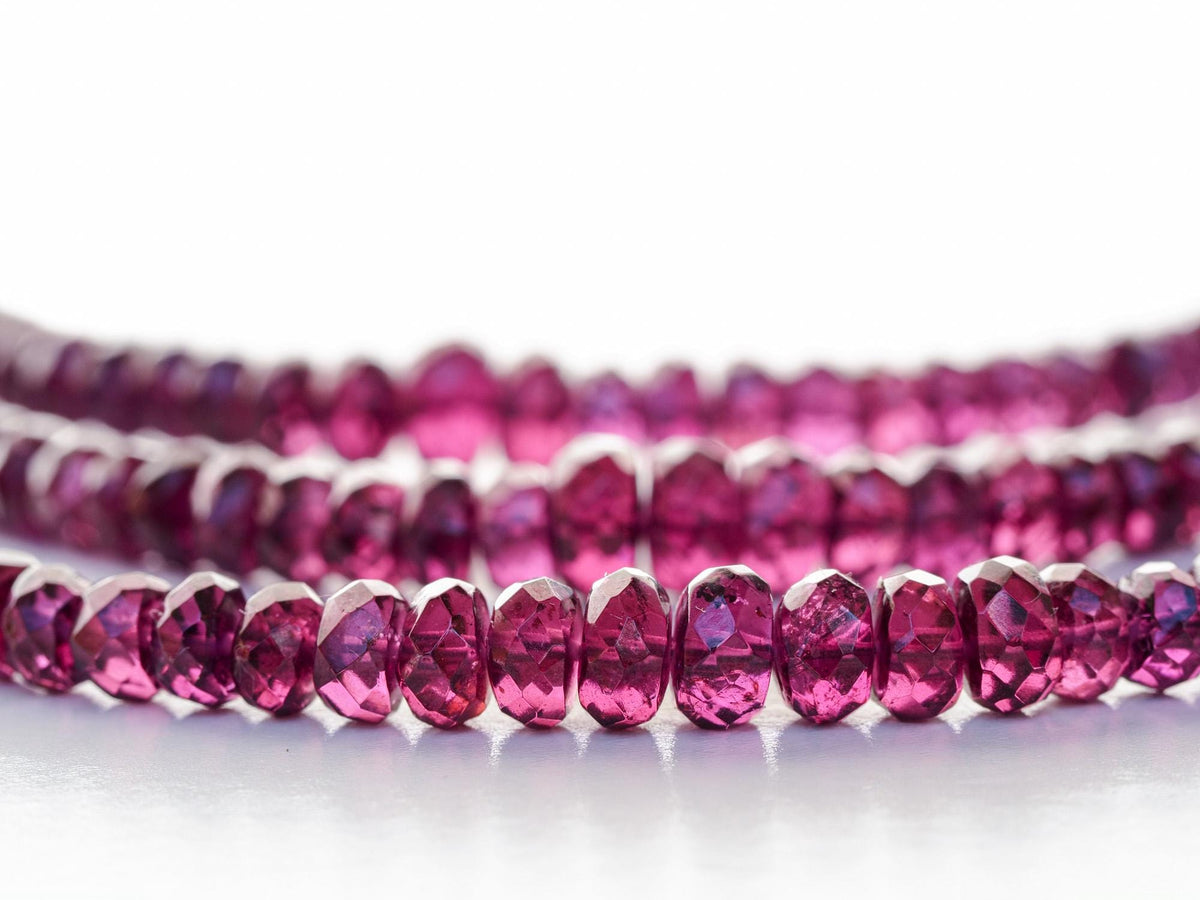 Granat Kette Rhodolith Top-Qualität lange Halskette 925 Silber 100% Natur