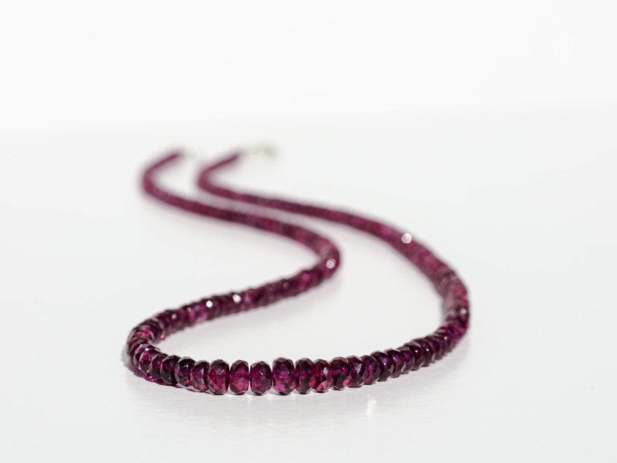 Granat Kette Rhodolith Top-Qualität lange Halskette 925 Silber 100% Natur