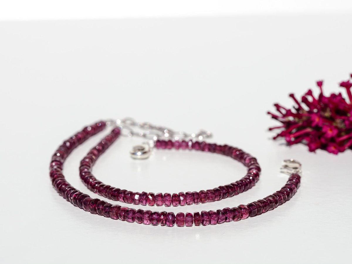Granat Armband Rhodolith Top Qualität Halskette mit 925 Silber Verschluss 100% Natur