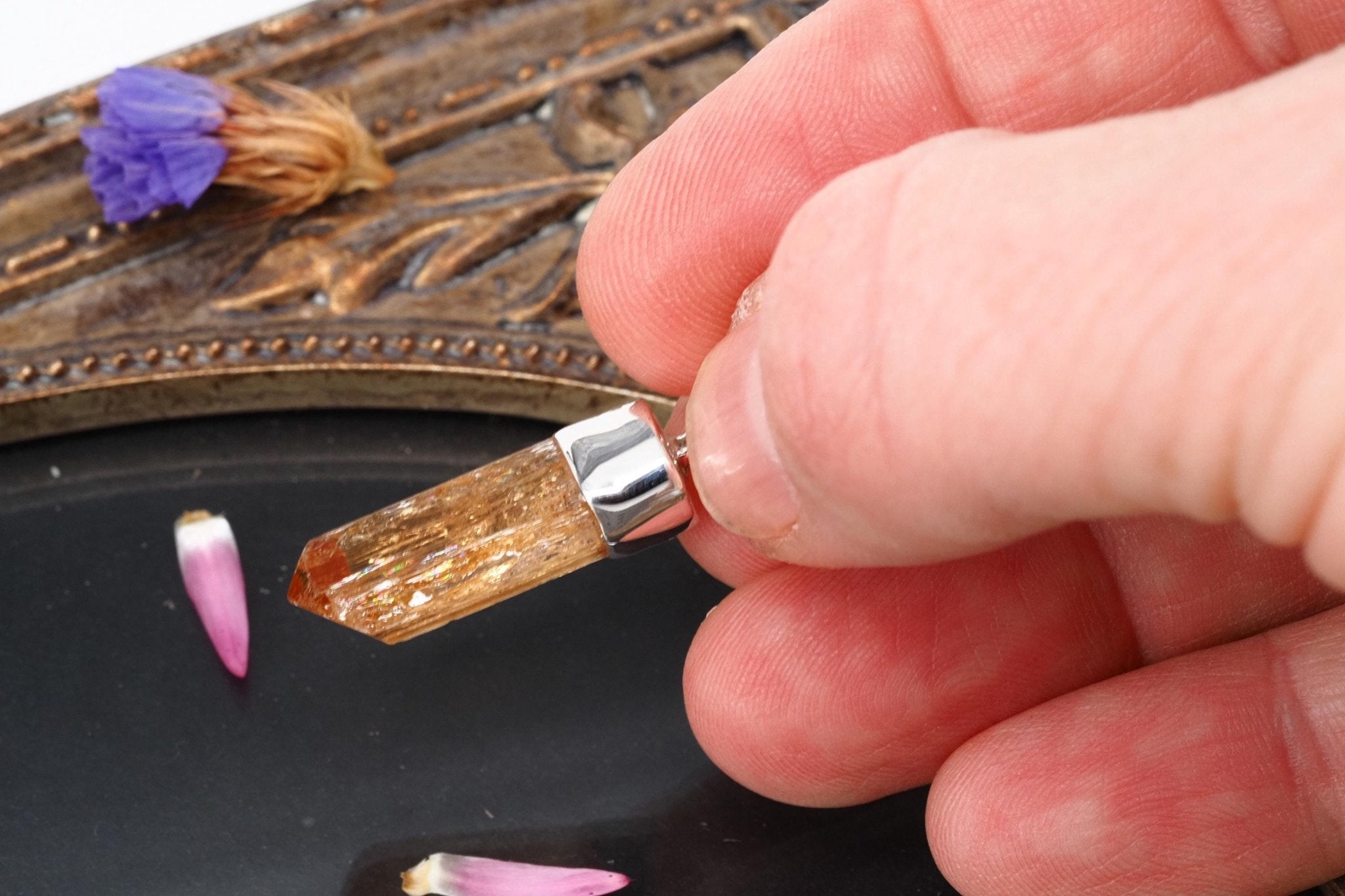 Imperial Topas Anhänger Silber Brasilien 30,5mm Länge