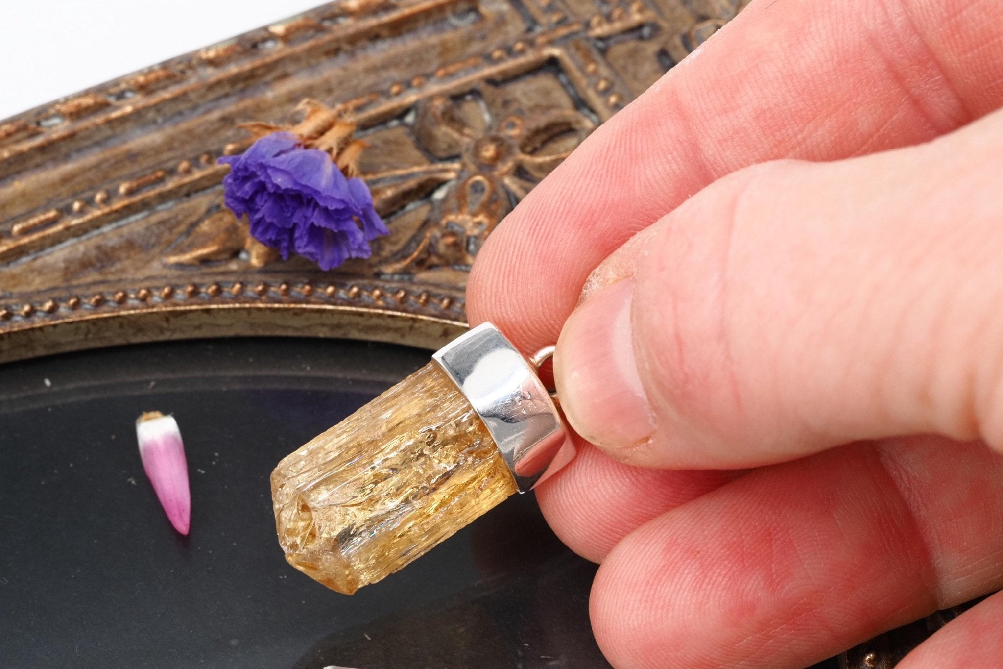 Imperial Topas Anhänger Silber Brasilien 31mm Länge