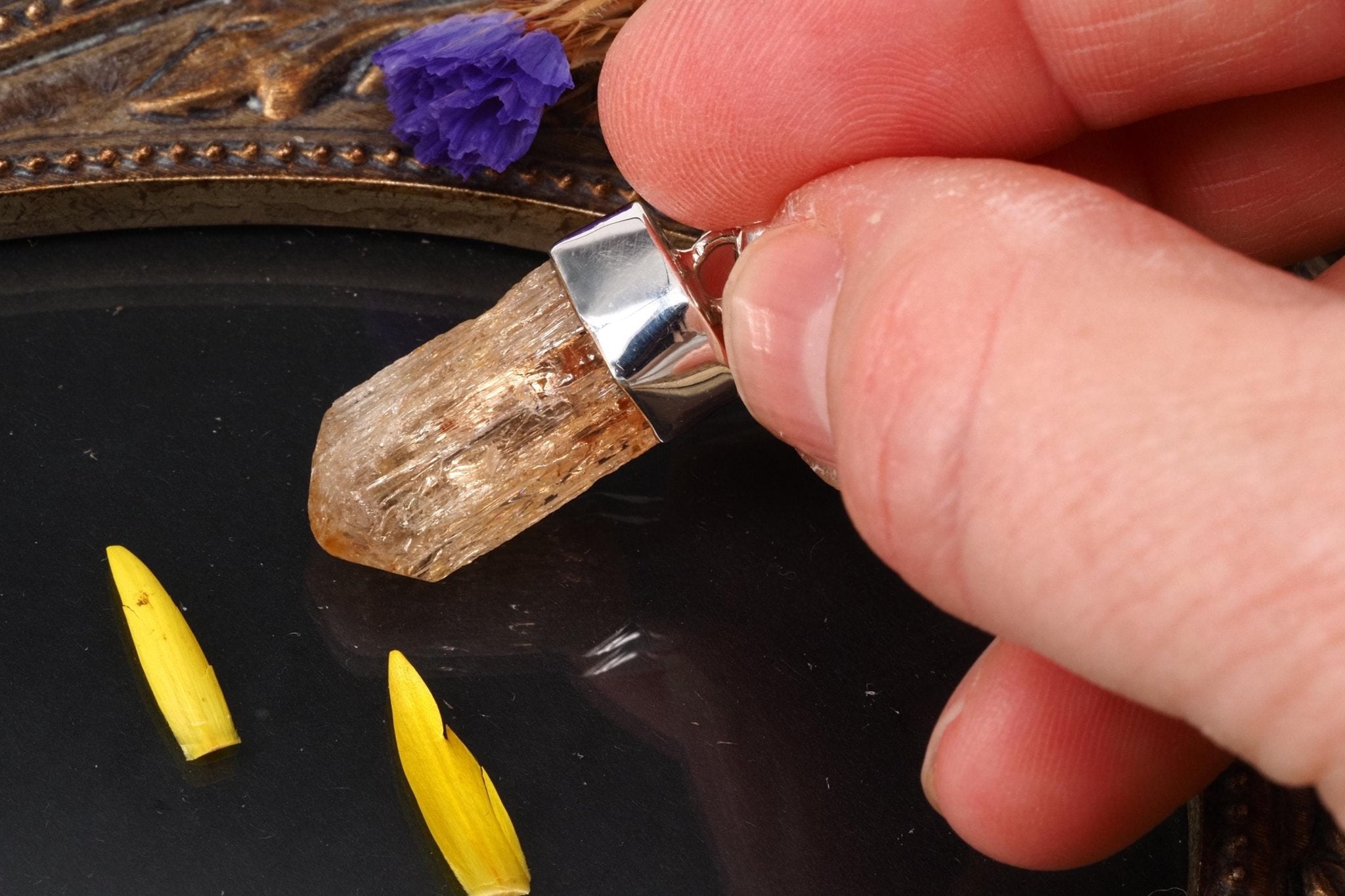 Imperial Topas Anhänger Silber Brasilien 32mm Länge